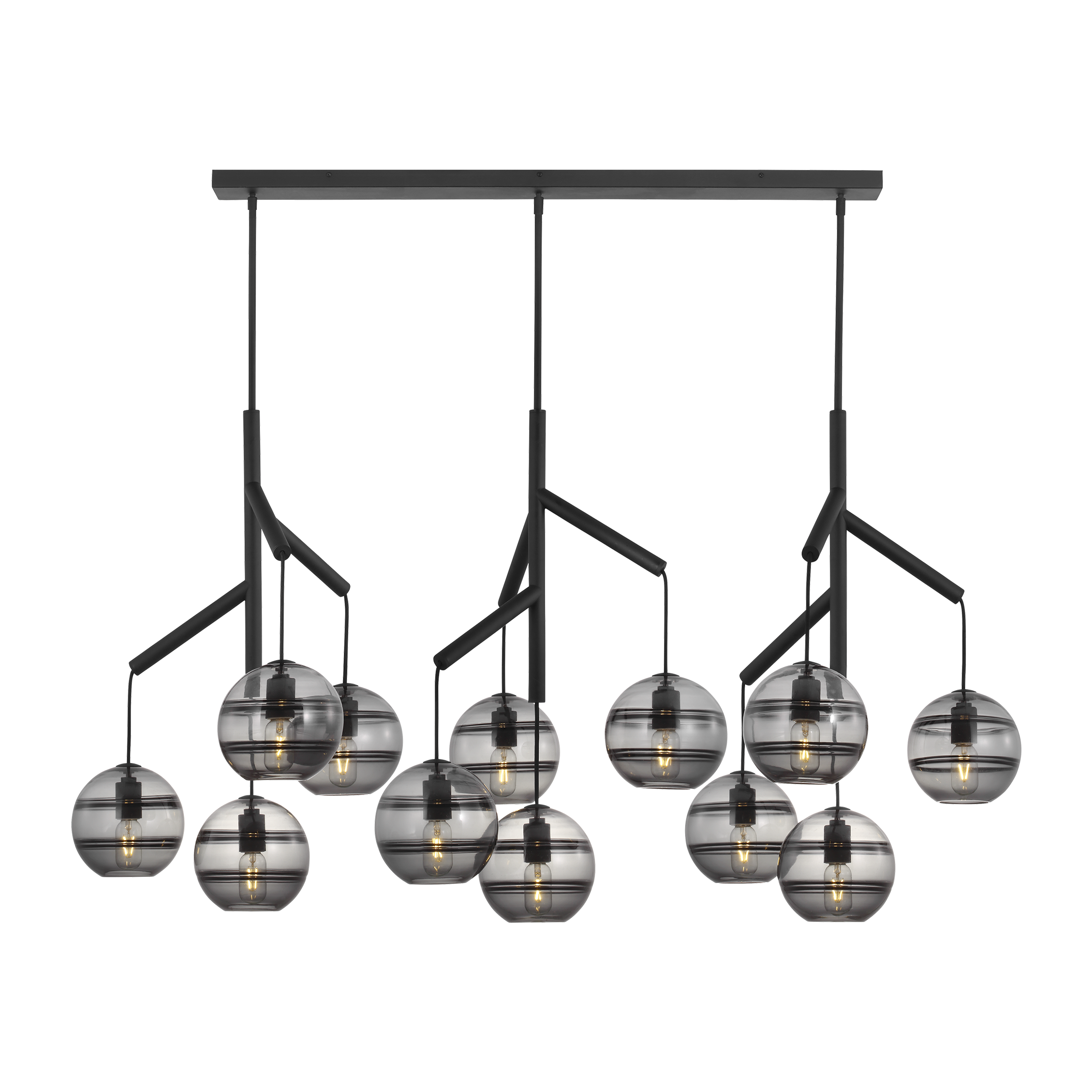 Sedona Triple Chandelier Triple Transparent Smoke Nightshade Black Bulb Not Included