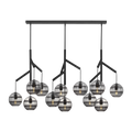 Sedona Triple Chandelier Triple Transparent Smoke Nightshade Black T14 LED 2700K 90 CRI 120V