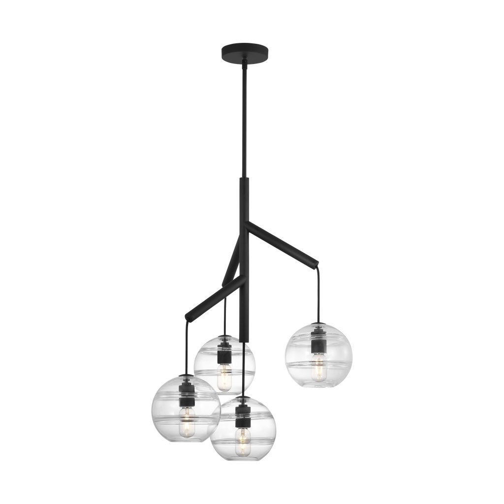 Sedona Single Chandelier Single Clear Nightshade Black T14 LED 2700K 90 CRI 120V