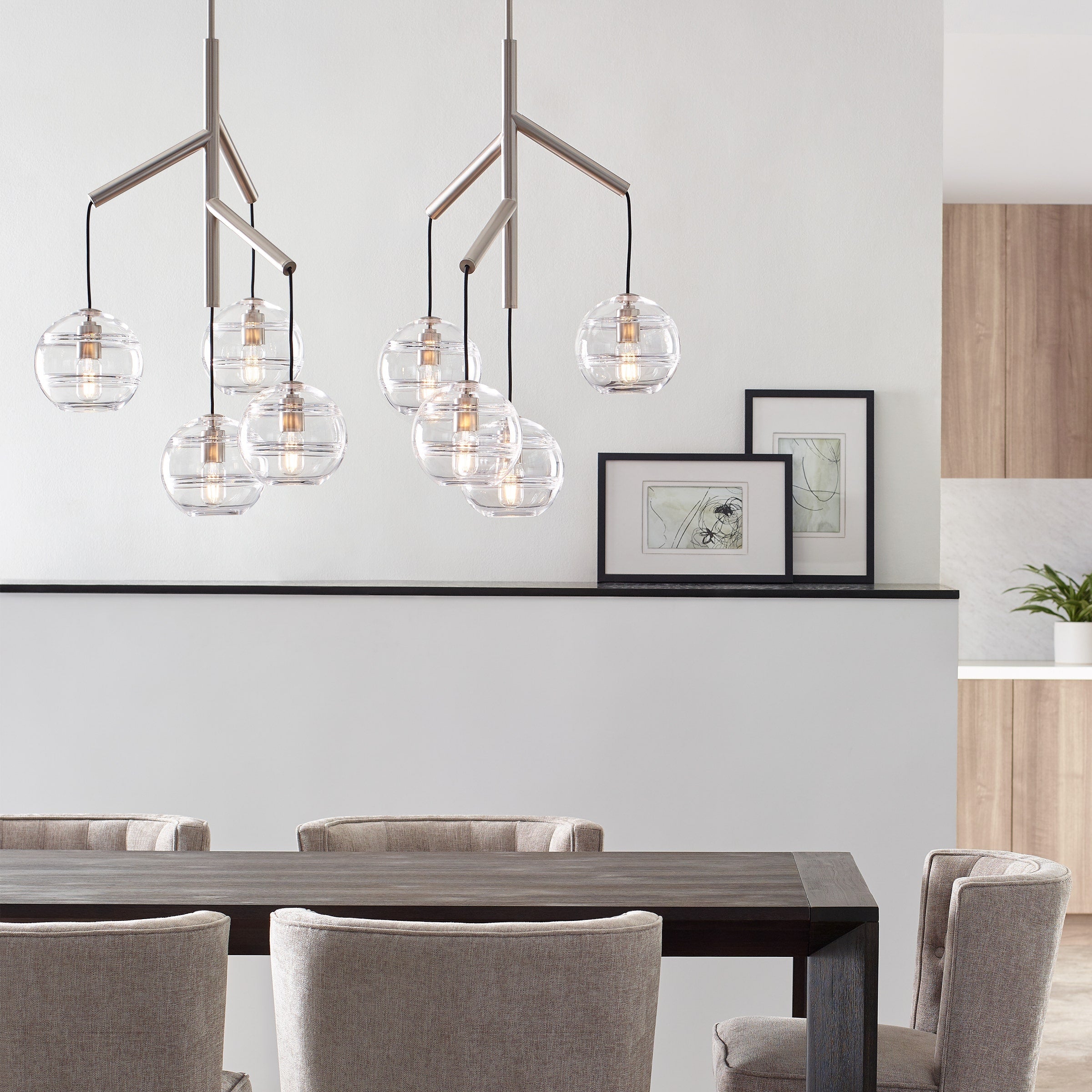Sedona Single Chandelier Single Clear Satin Nickel 2700K 90 CRI t14 led 90 cri 2700k 120v