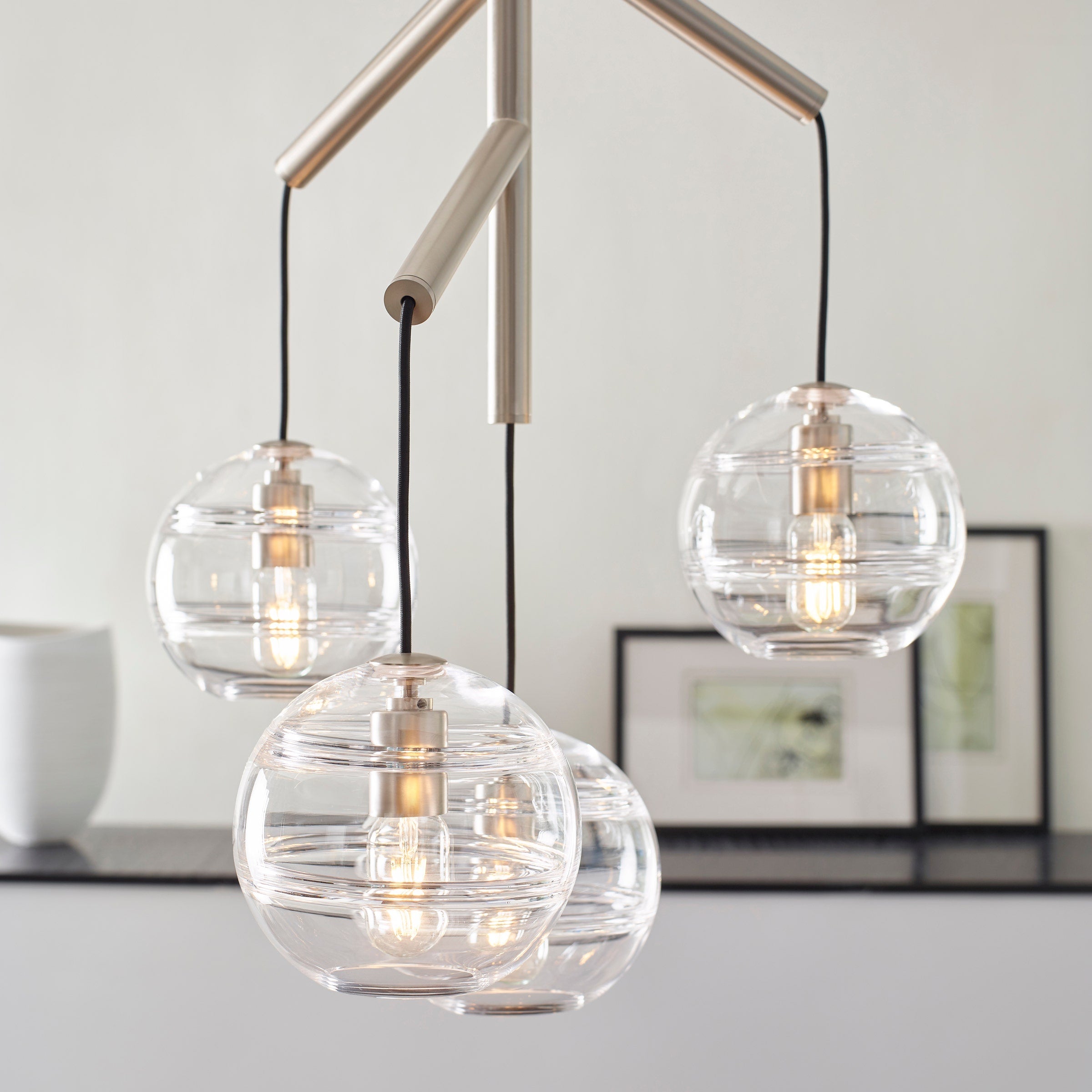 Sedona Single Chandelier Single Clear Satin Nickel 2700K 90 CRI t14 led 90 cri 2700k 120v