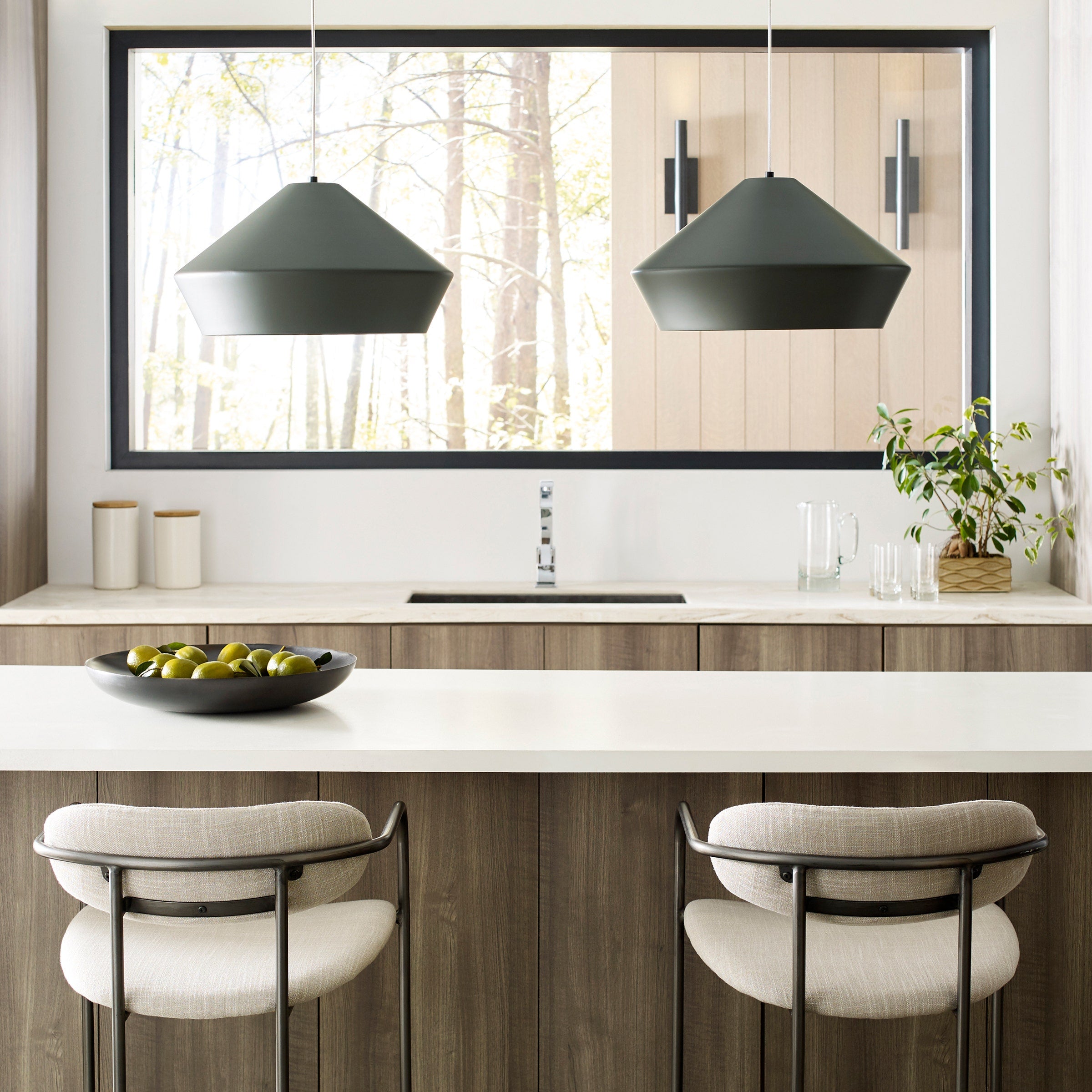 Brummel Grande Pendant | Satin Nickel | Charcoal Gray Bulb(s) Included