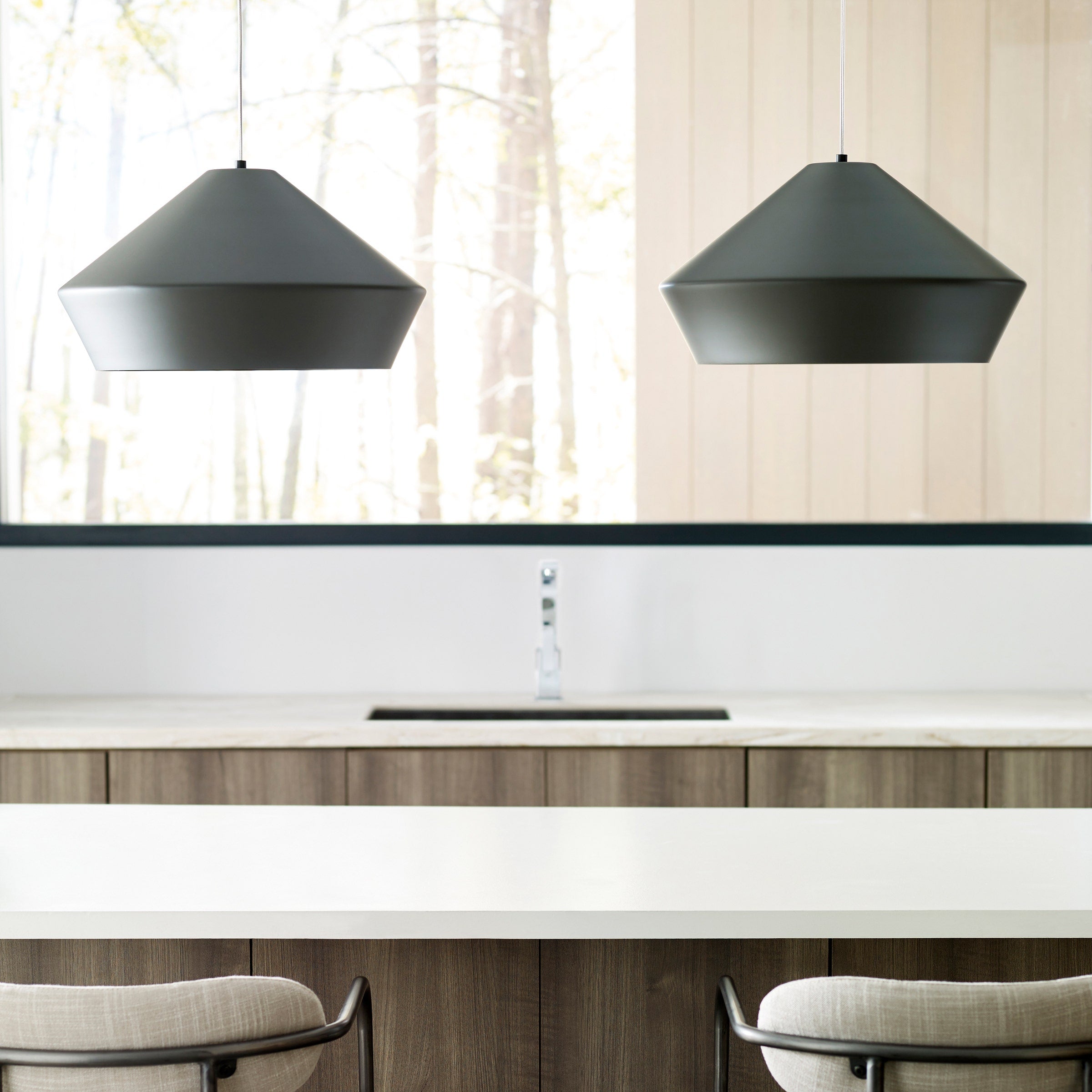 Brummel Grande Pendant | Satin Nickel | Charcoal Gray Bulb(s) Included