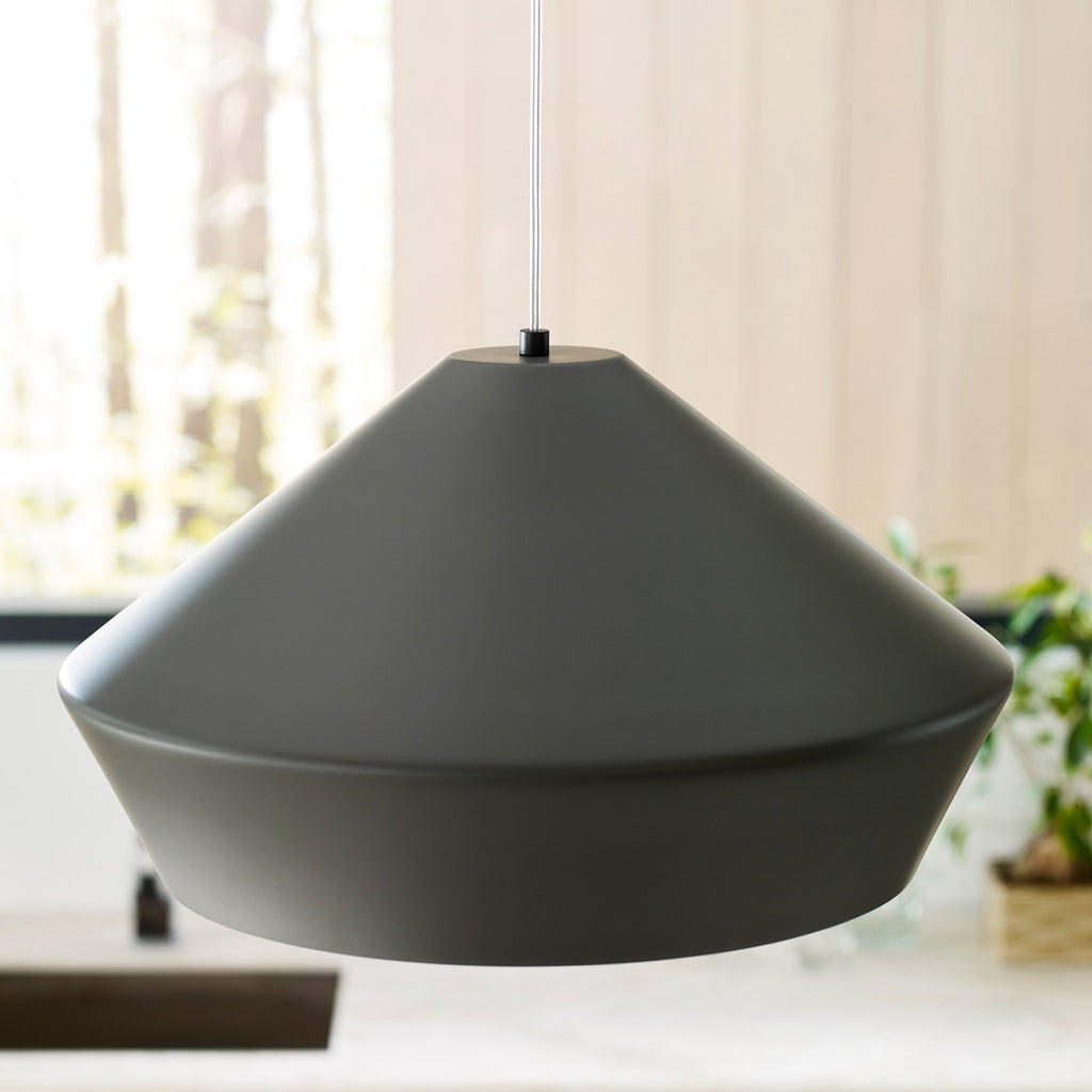 Brummel Grande Pendant | Satin Nickel | Charcoal Gray Bulb(s) Included