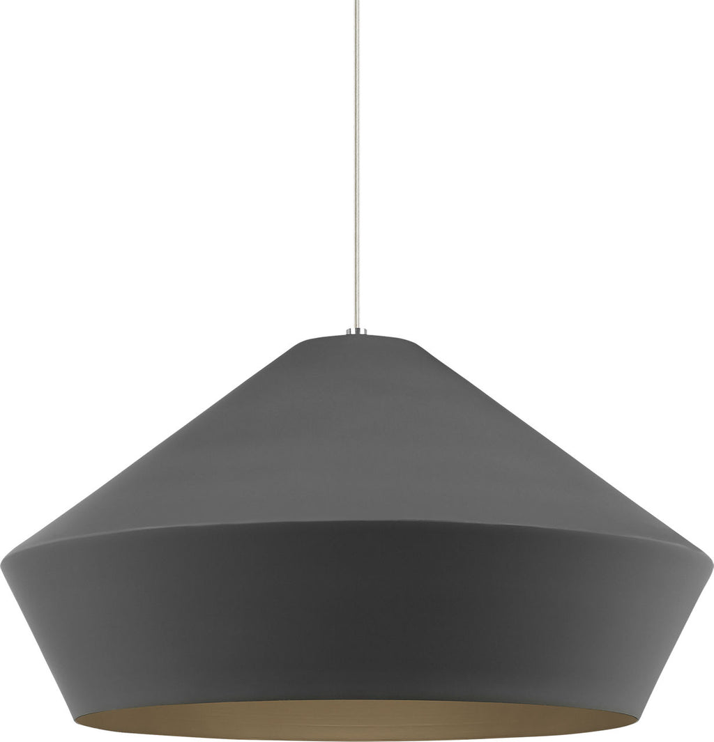 Brummel Grande Pendant | Satin Nickel | Charcoal Gray Bulb(s) Not Included