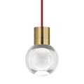 Mina Pendant 1-Light Clear Natural Brass Red Cord LED 90 CRI 3000k 120V