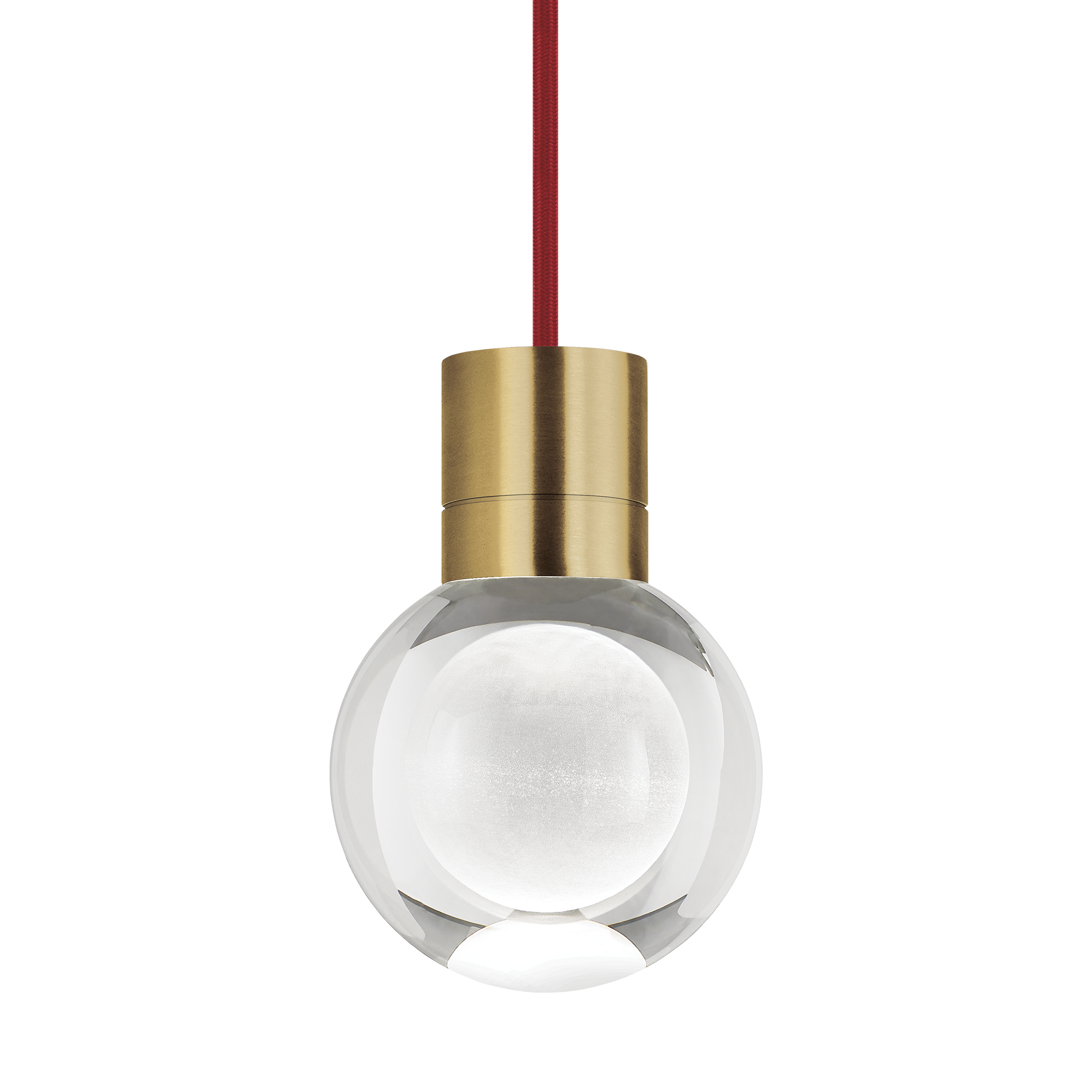 Mina Pendant 1-Light Clear Natural Brass Red Cord LED 90 CRI 3000k 120V