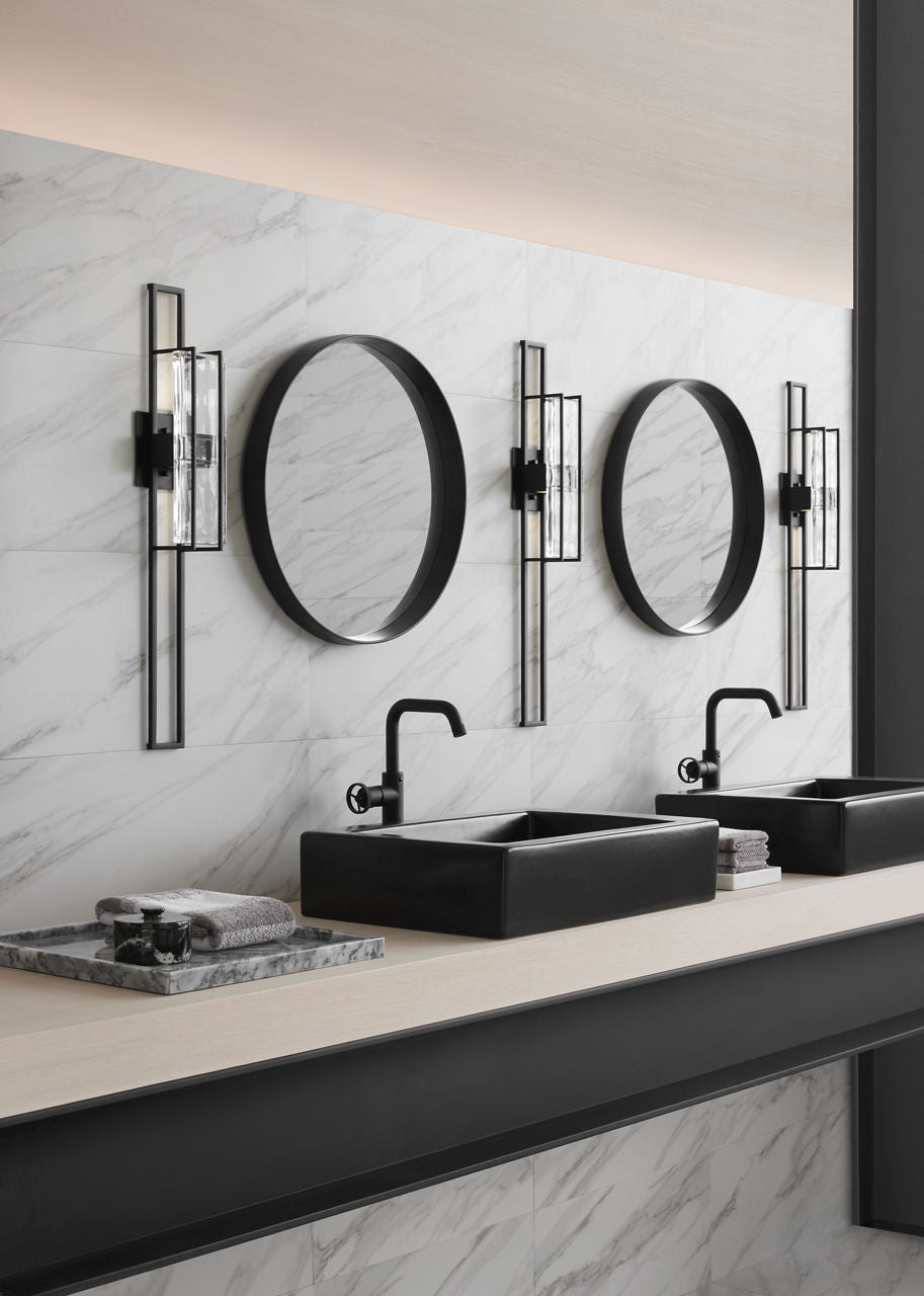 Duelle Large Wall Sconce Nightshade Black Integrated LED 2700K 90 CRI 120V