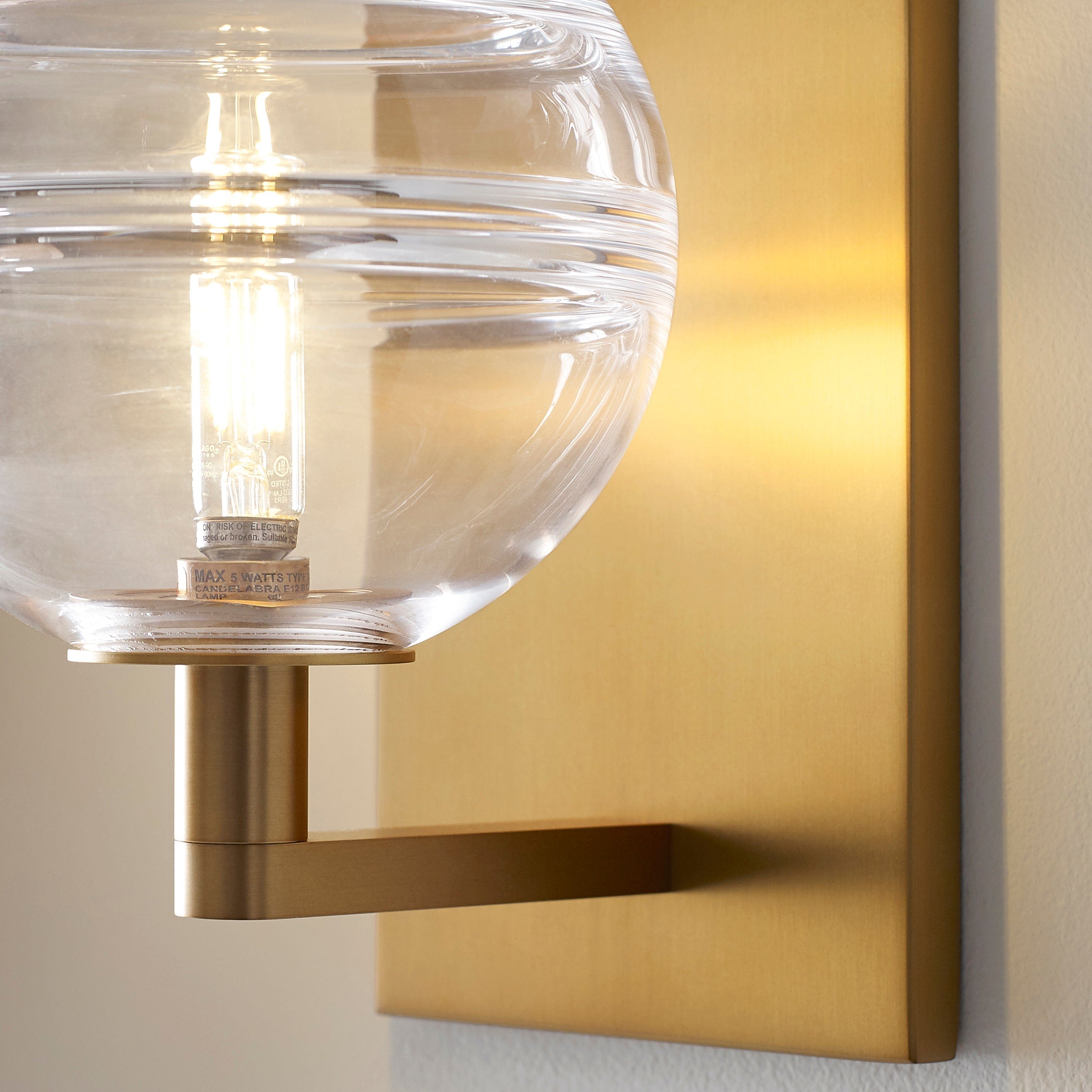 Sedona Wall Clear Aged Brass 2700K 90 CRI t6 led 90 cri 2700k 120v
