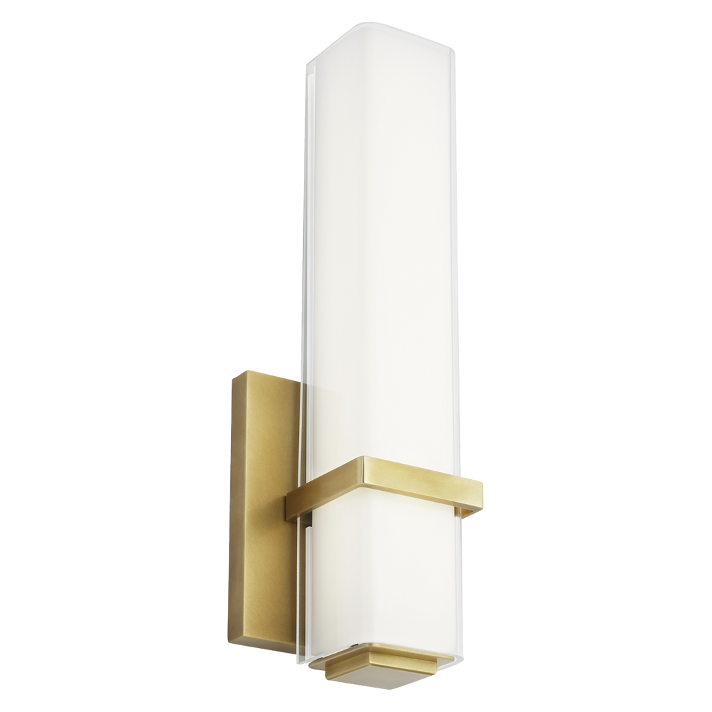 Milan 13 Bath 13" Small White Glass Natural Brass LED 90 CRI 3000K 120V
