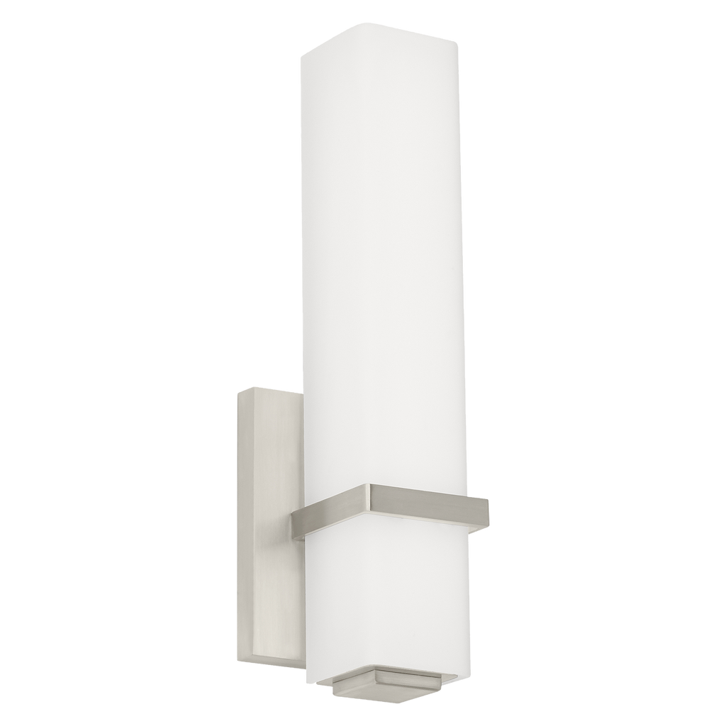 Milan 13 Bath 13" Small White Glass Satin Nickel LED 90 CRI 3000K 120V