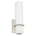 Milan 13 Bath 13" Small White Glass Satin Nickel LED 90 CRI 3000K 120V