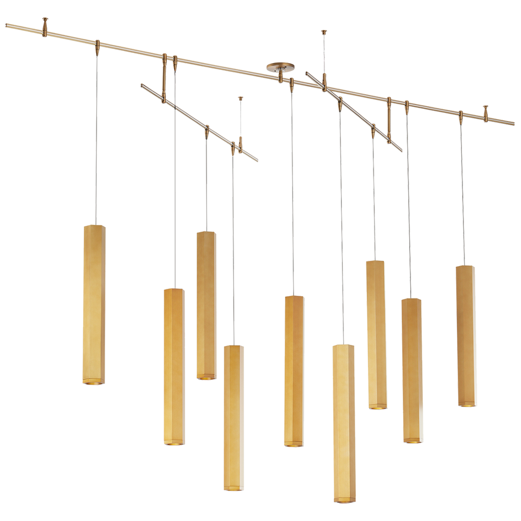 Blok Large Chandelier 9 Light Aged Brass LED 90 CRI 3000K 12V Surface
