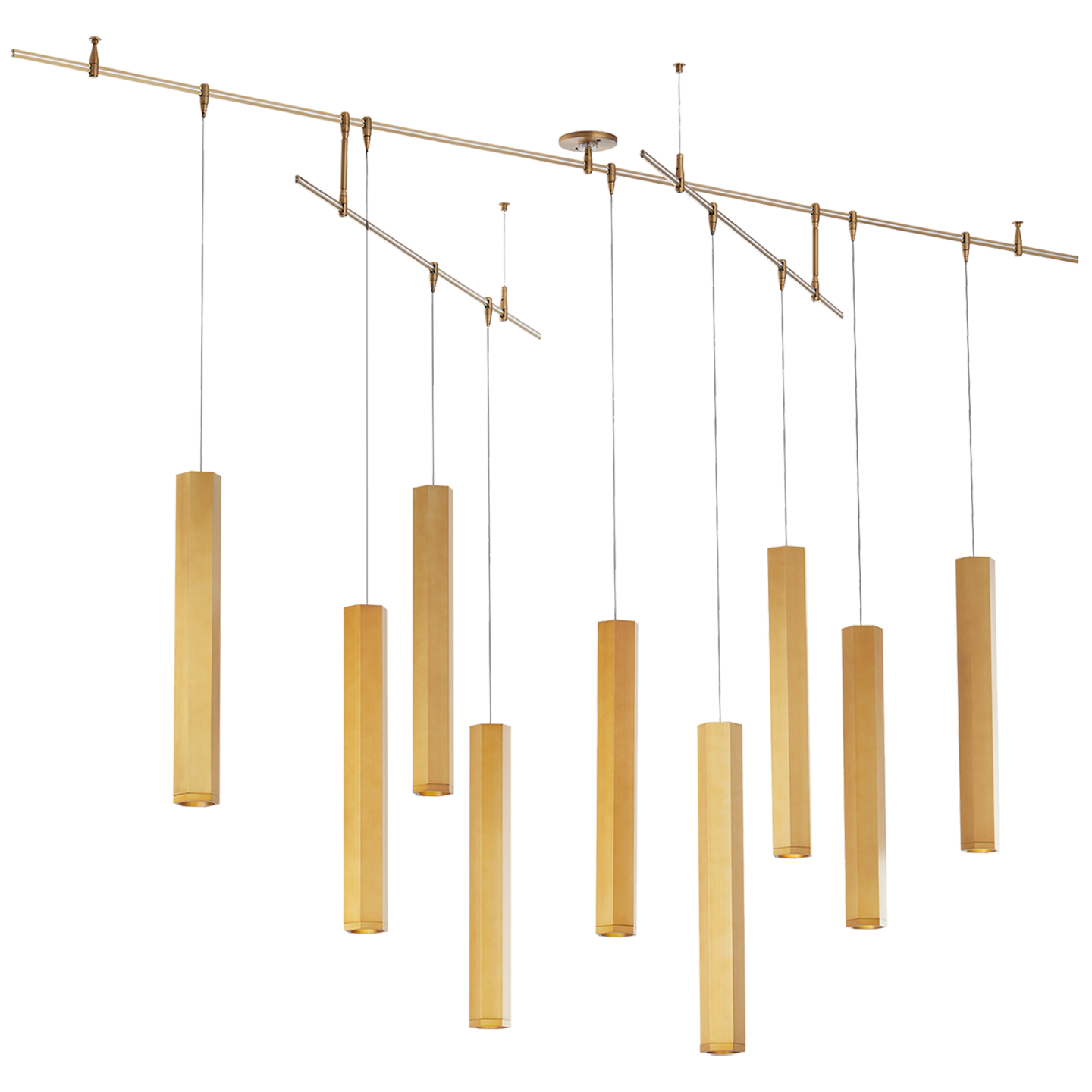 Blok Large Chandelier 9 Light Aged Brass LED 90 CRI 3000K 12V Surface