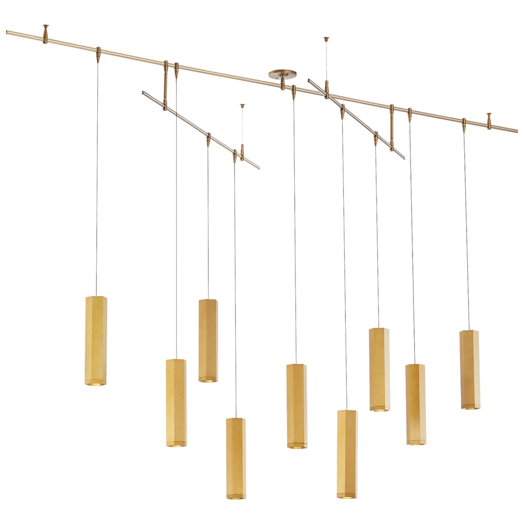 Blok Small Chandelier 9 Light Aged Brass LED 90 CRI 3000K 12V Surface