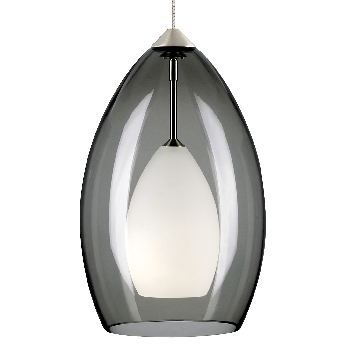 Fire Pendant | Satin Nickel | Smoke Glass FreeJack Bulb(s) Not Included