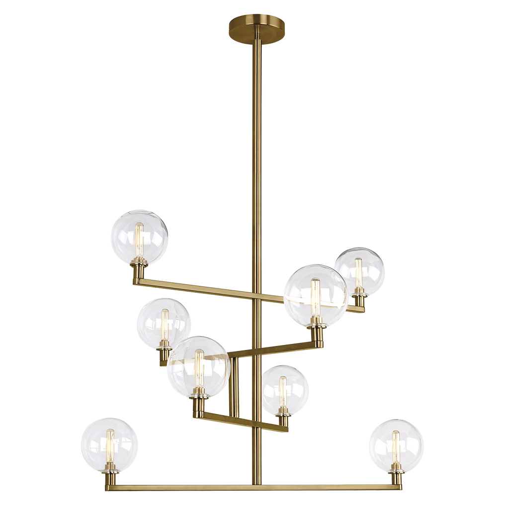 Gambit Chandelier Clear Aged Brass T6 LED 2700K 90 CRI 120V