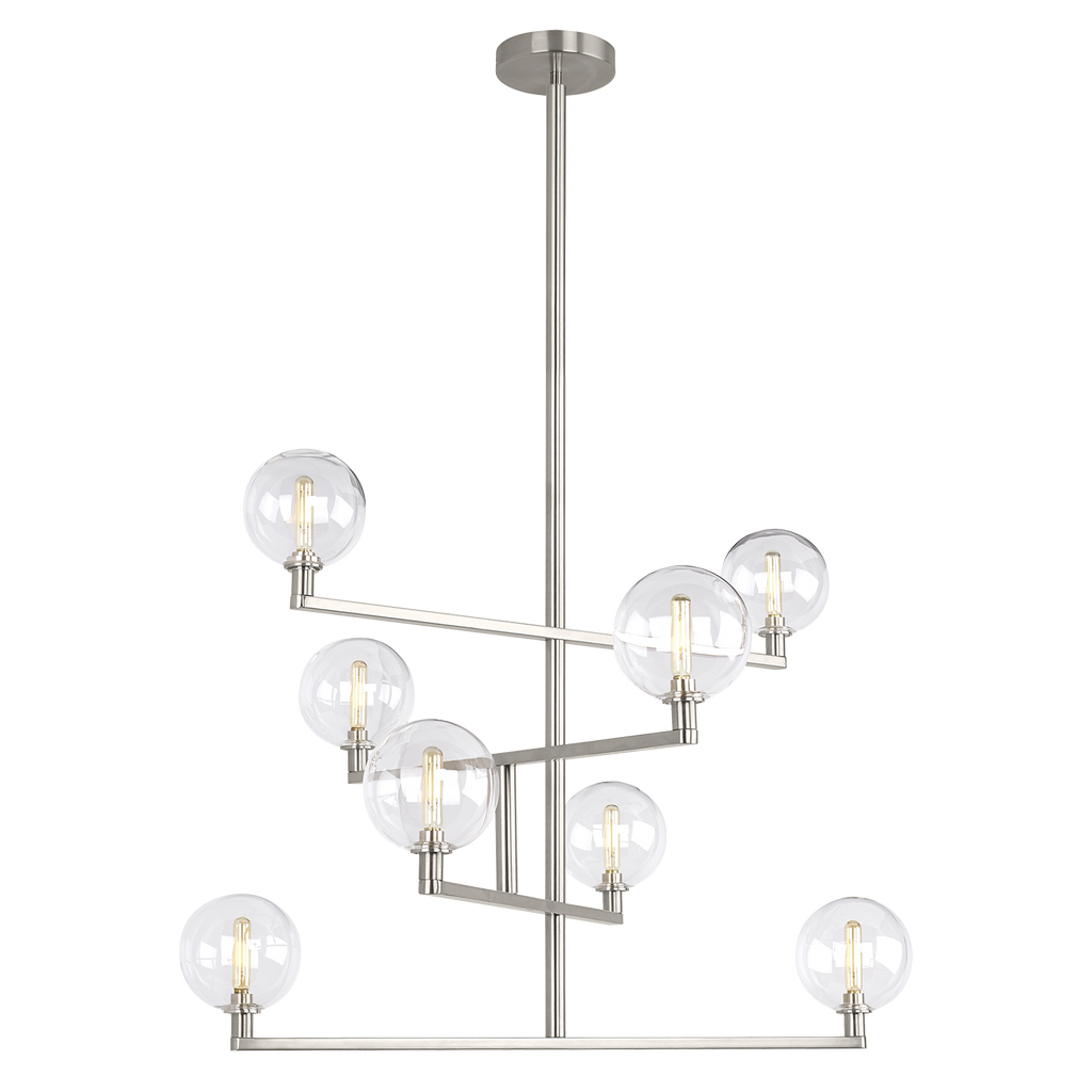 Gambit Chandelier | Clear Satin Nickel Bulb Not Included