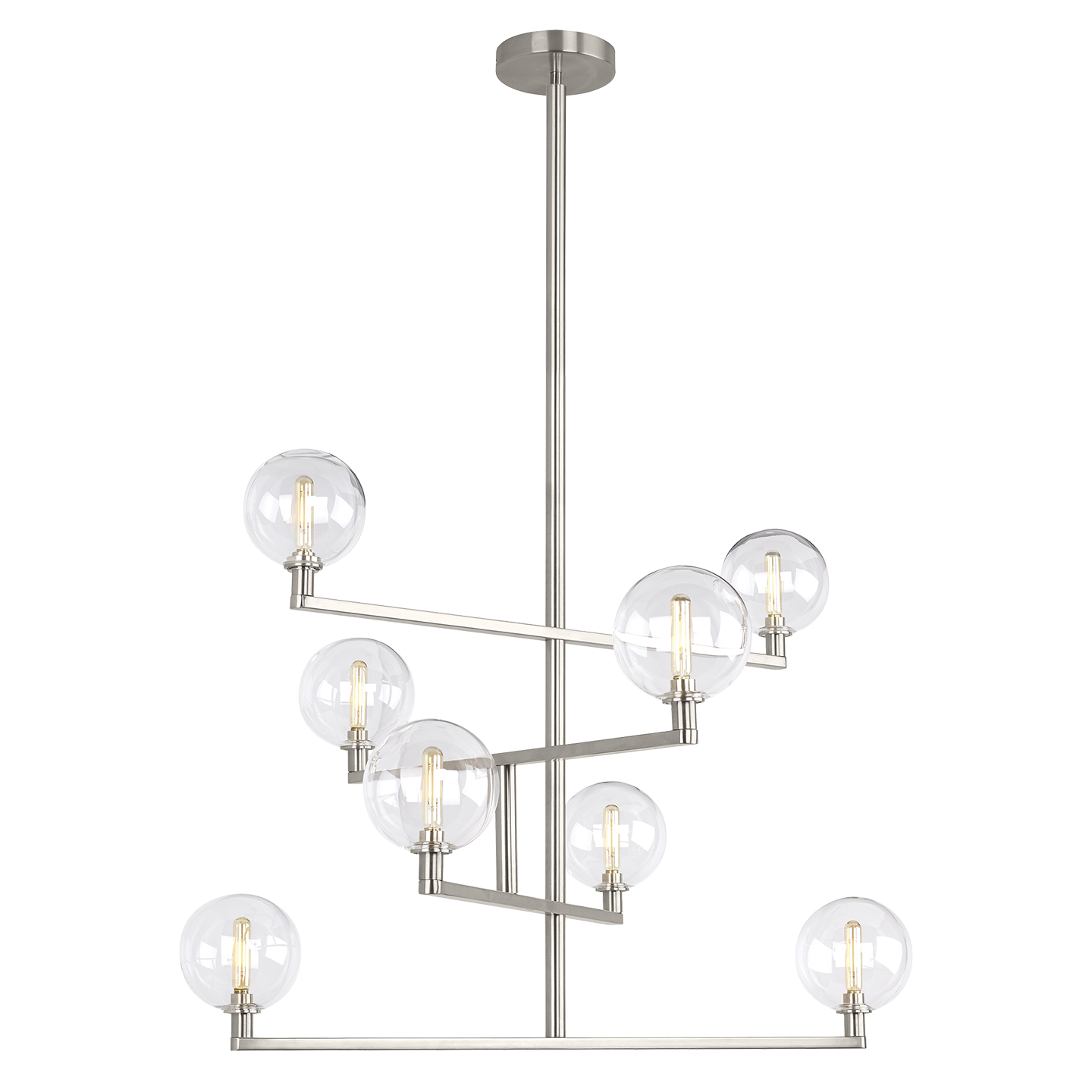Gambit Chandelier | Clear Satin Nickel Bulb Not Included