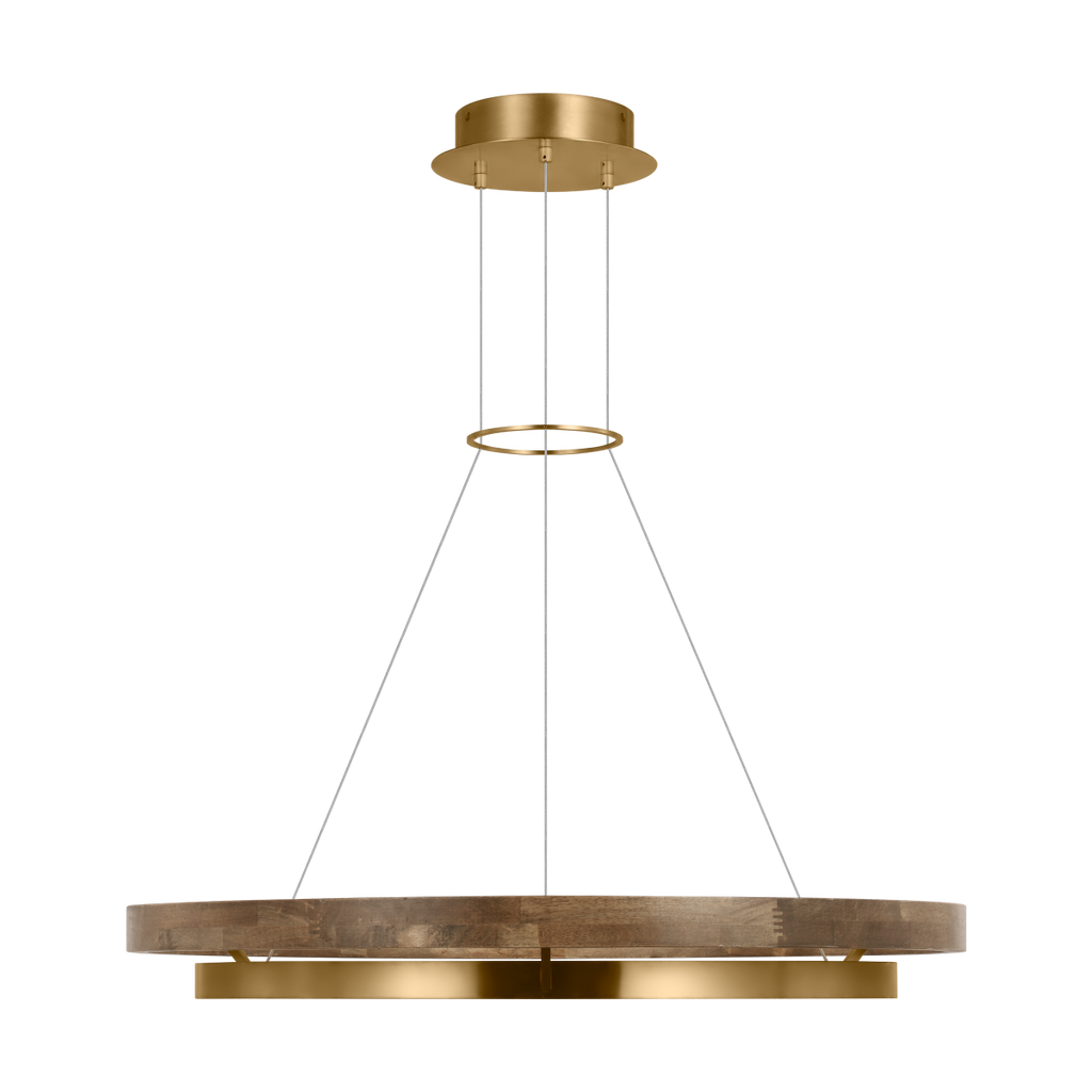 Grace 36 Chandelier Natural Brass/ weathered oak 3000K 90 CRI integrated led 90 cri 3000k 120v