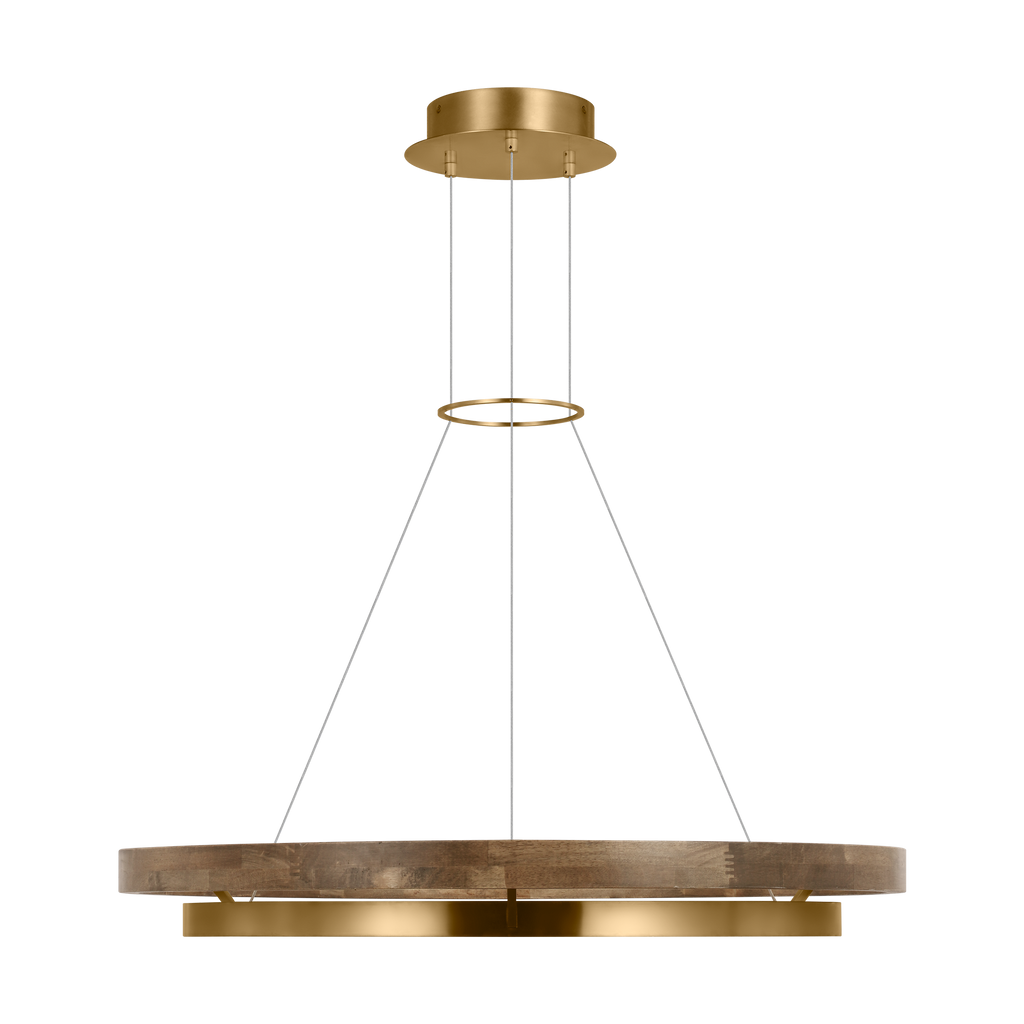 Grace 36 Chandelier Natural Brass/ weathered oak 3000K 90 CRI integrated led 90 cri 3000k 120v