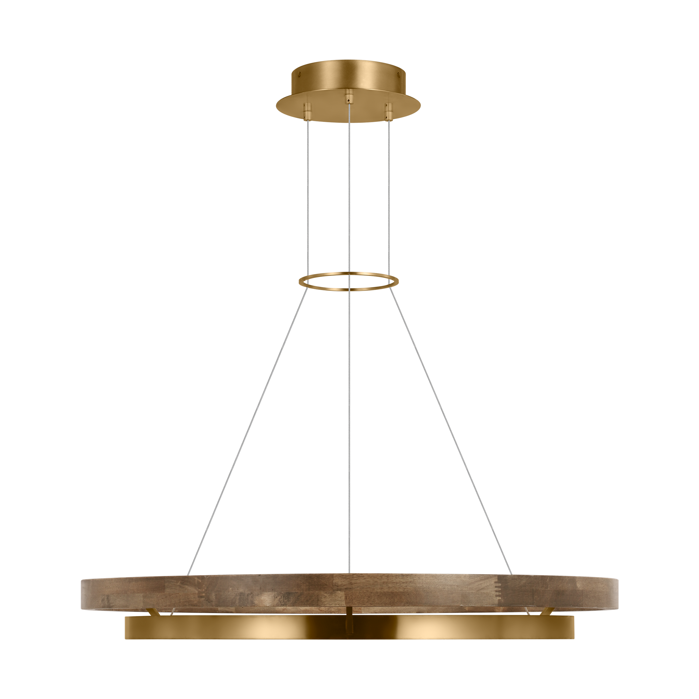 Grace 36 Chandelier Natural Brass/ weathered oak 3000K 90 CRI integrated led 90 cri 3000k 120v