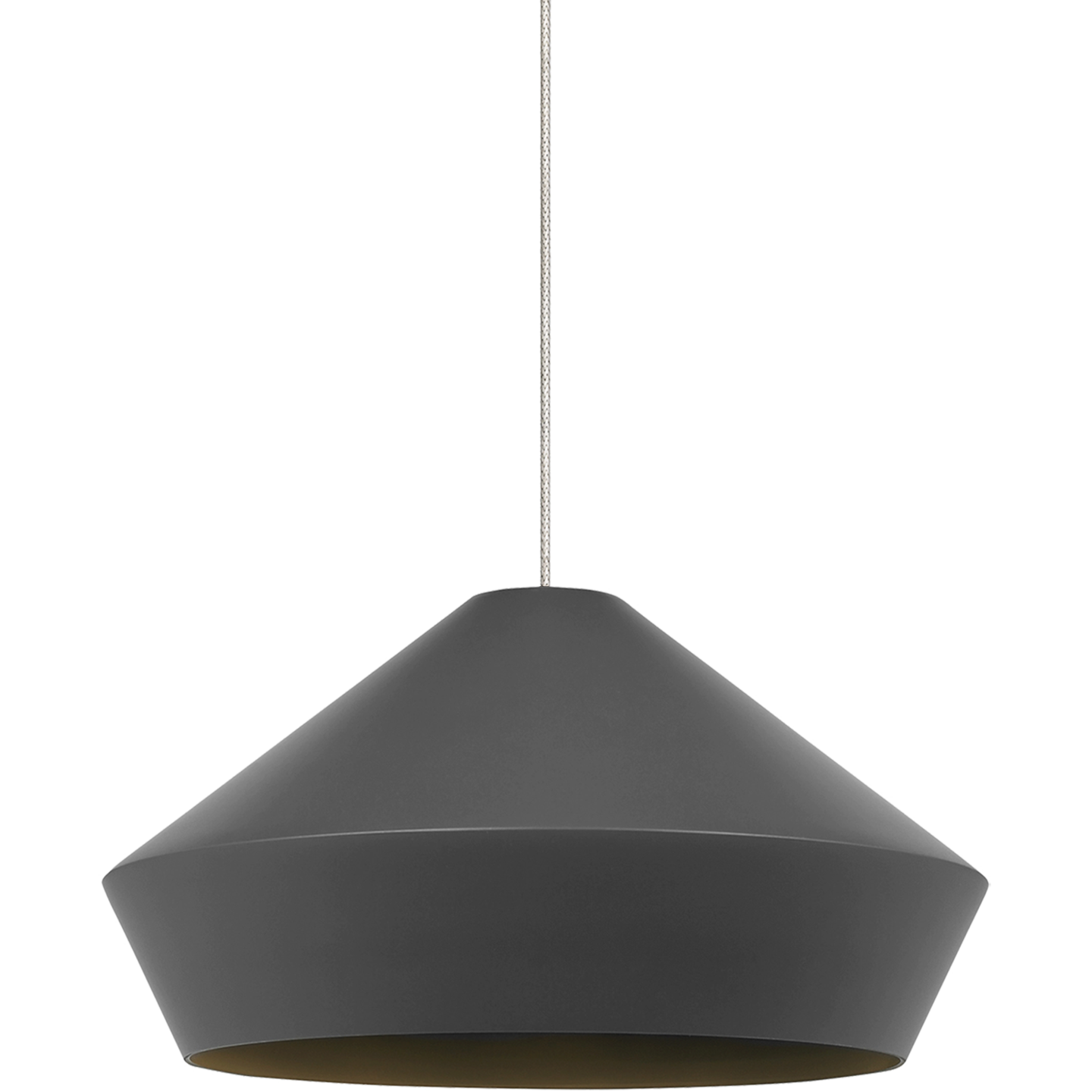 Brummel Pendant | Satin Nickel | Matte Charcoal Gray Kable Lite Bulb(s) Included