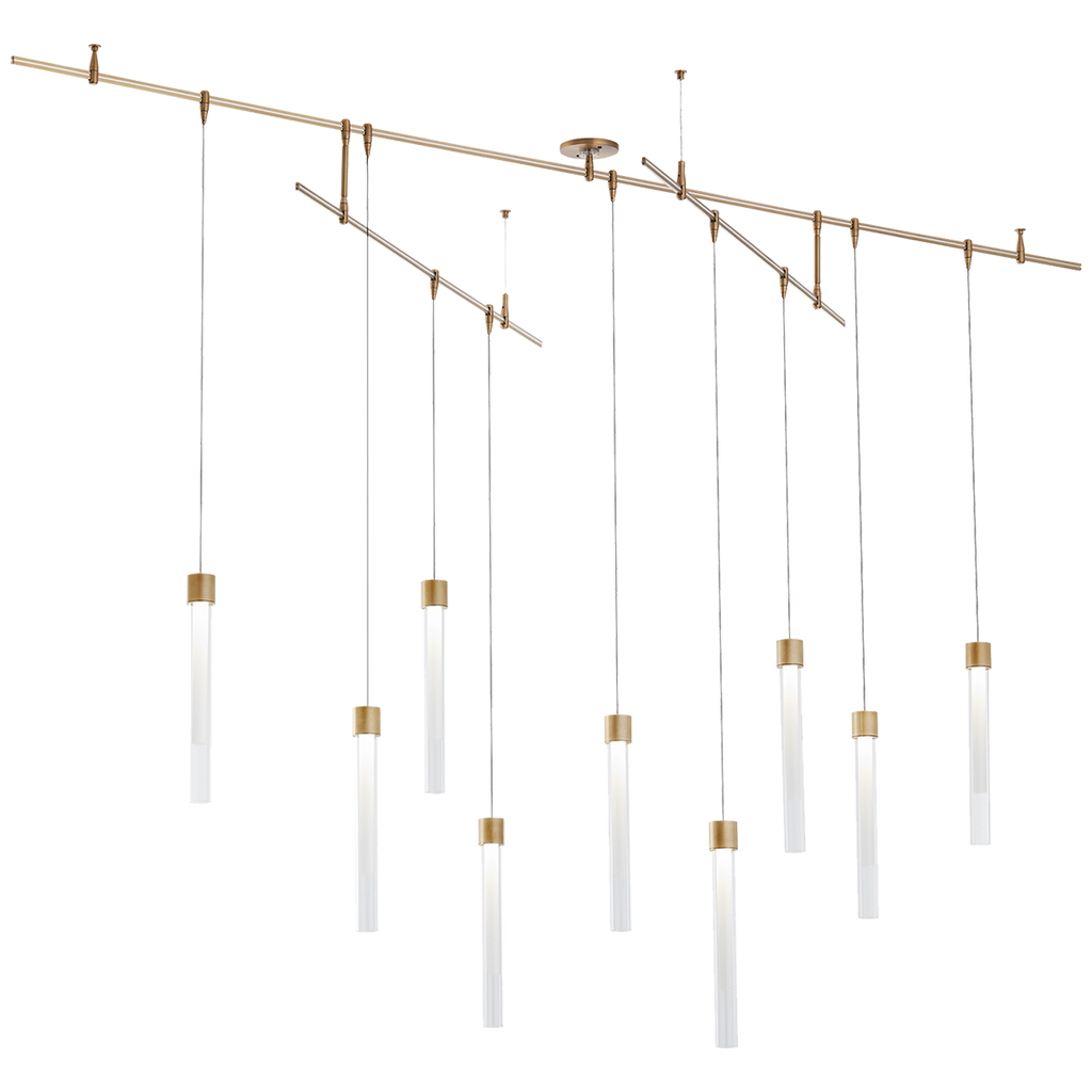 Mini Linger Chandelier 9 Light Natural Brass 3000K 90 CRI integrated led 90 cri 3000k remote