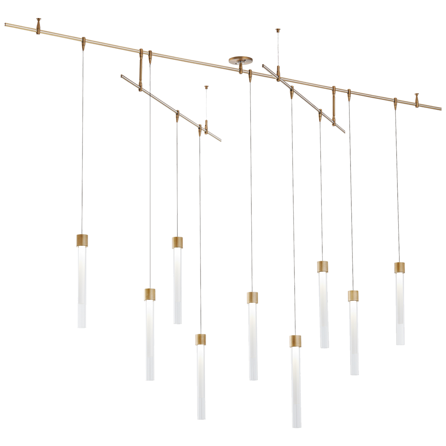 Mini Linger Chandelier 9 Light Natural Brass 3000K 90 CRI integrated led 90 cri 3000k remote