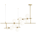 ModernRail Chandelier 2 Glass Orbs Aged Brass 3000K 90 CRI 24v Remote