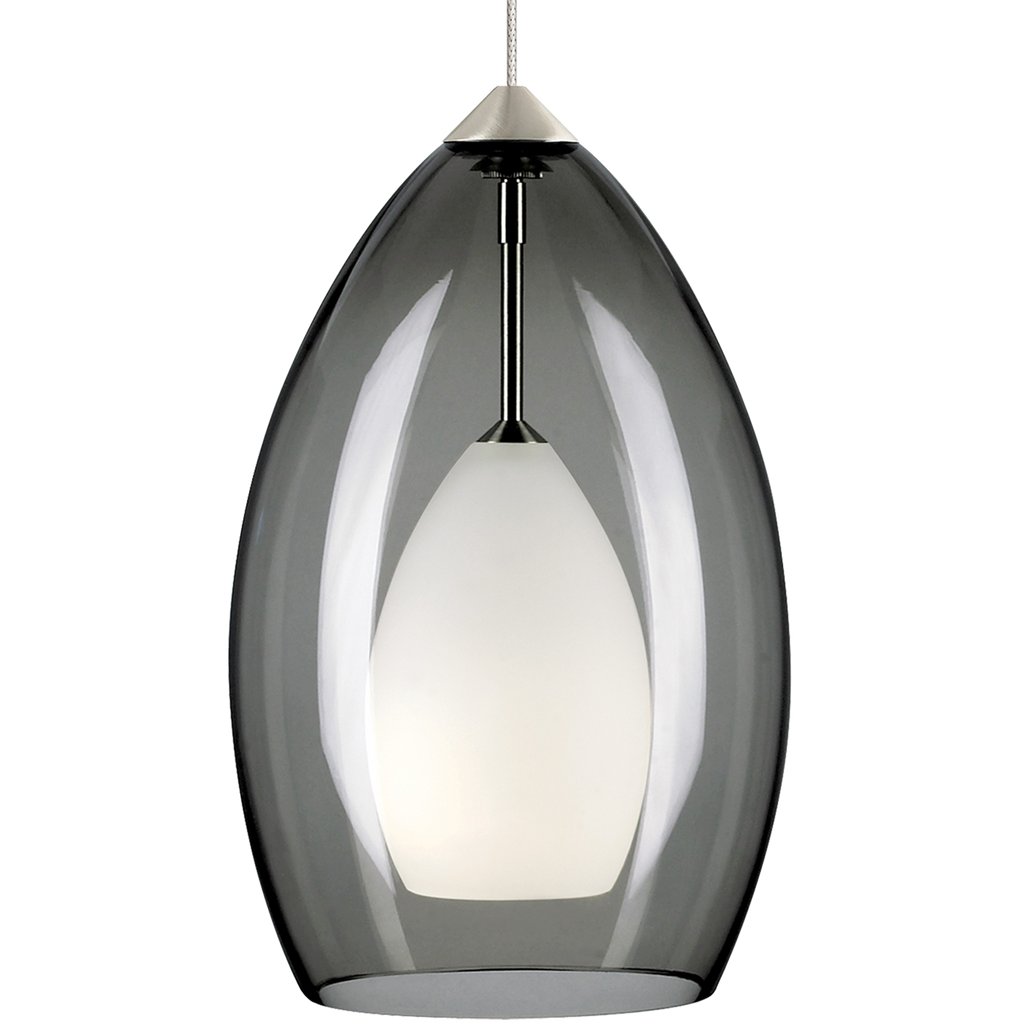 Fire Pendant | Satin Nickel | Smoke Glass MonoRail Bulb(s) Not Included