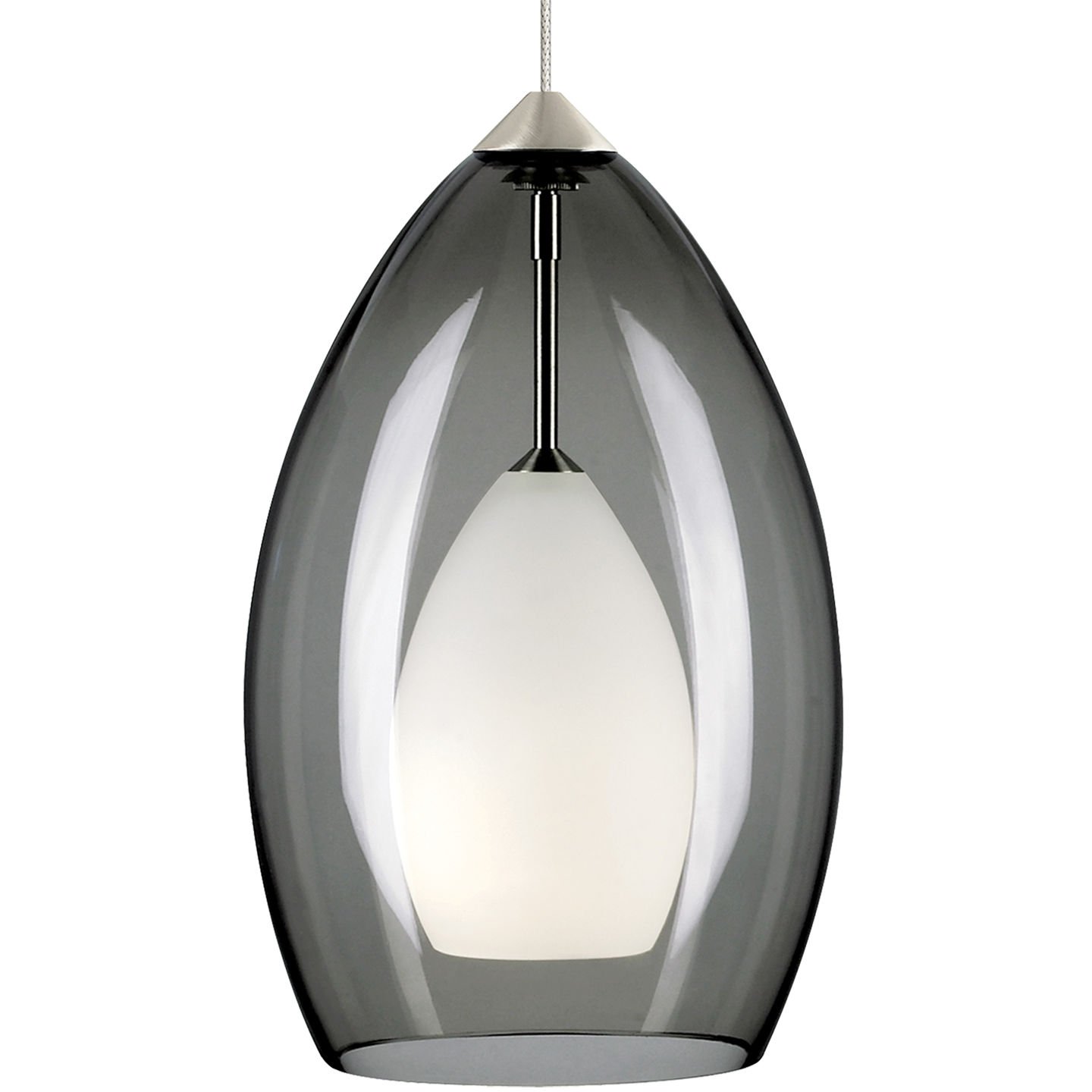 Fire Pendant | Satin Nickel | Smoke Glass MonoRail Bulb(s) Not Included