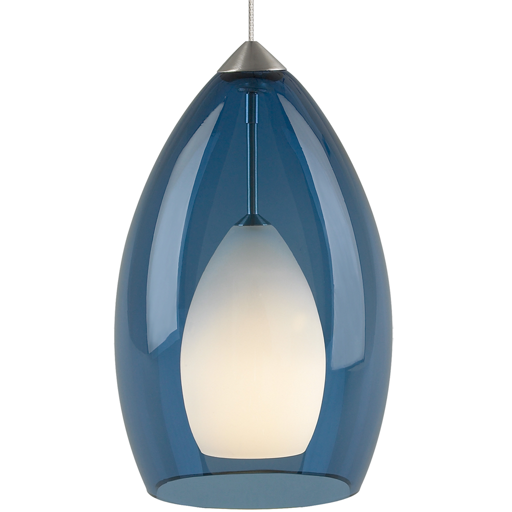 Fire Pendant | Satin Nickel | Steel blue Glass MonoRail Bulb(s) Not Included