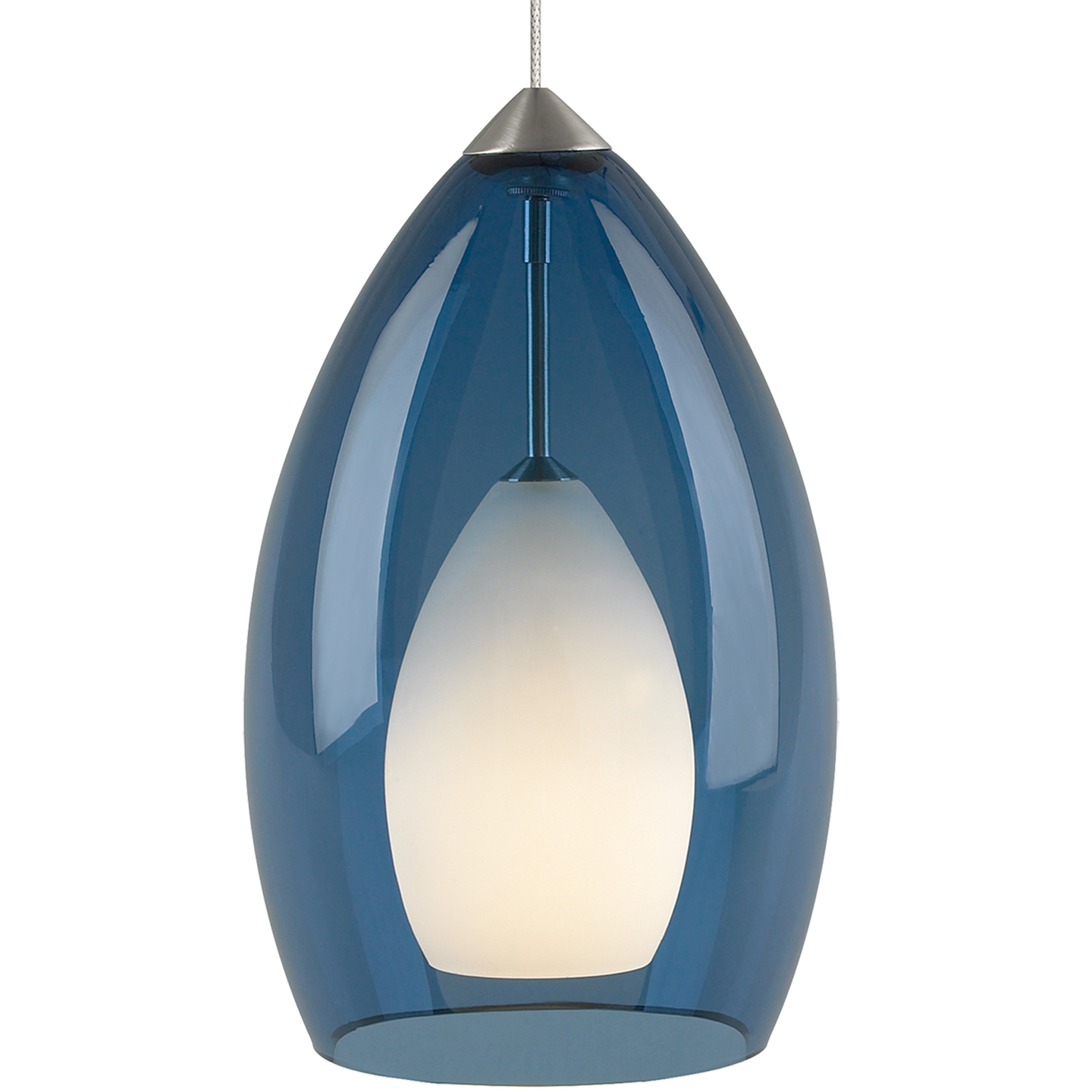 Fire Pendant | Satin Nickel | Steel blue Glass MonoRail Bulb(s) Not Included