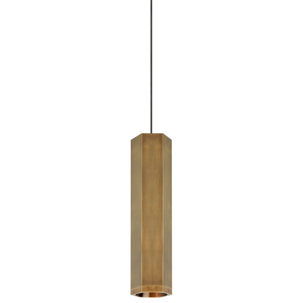 Blok Small Pendant | Aged Brass and Aged Brass |  Monopoint Bulb(s) Not Included