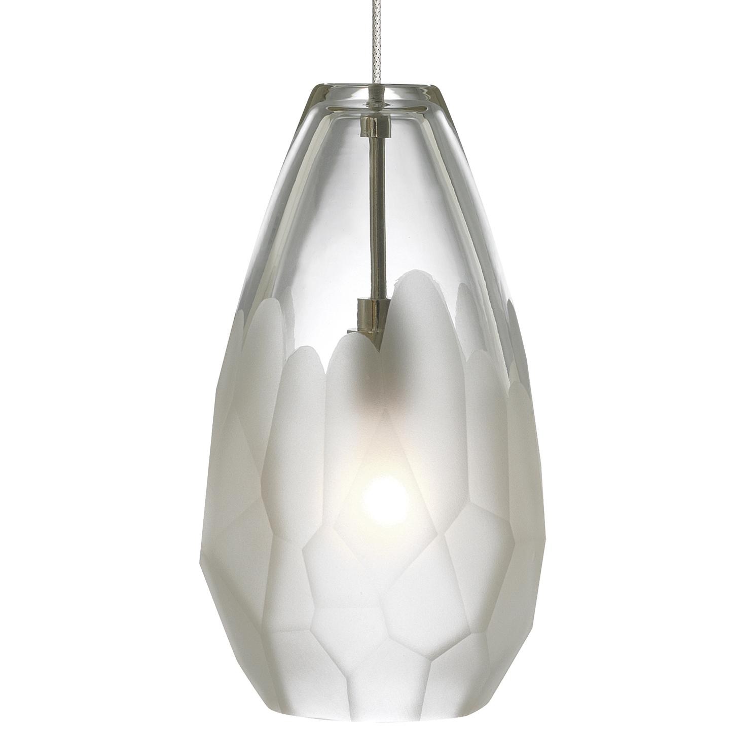 Briolette Pendant | Satin Nickel | Frost glass Monopoint Bulb(s) Not Included