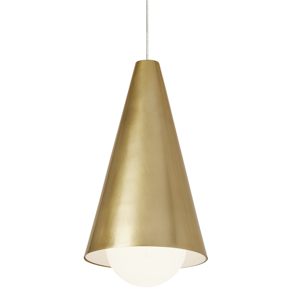 Joni Mini Pendant | Natural Brass | Frost Glass Monopoint Bulb(s) Included