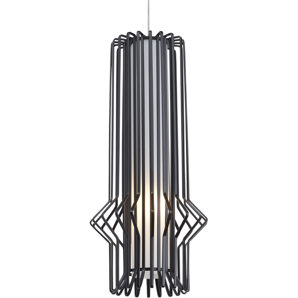 Syrma Mini Pendant | Satin Nickel | Matte Black Monopoint Bulb(s) Not Included