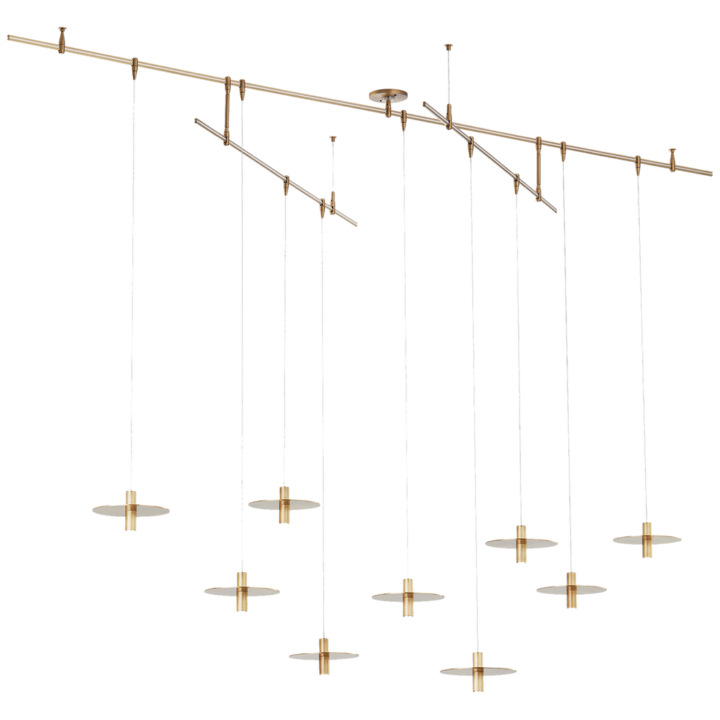 Mini Ponte Chandelier 9 Light Natural Brass 3000K 90 CRI integrated led 90 cri 3000k surface