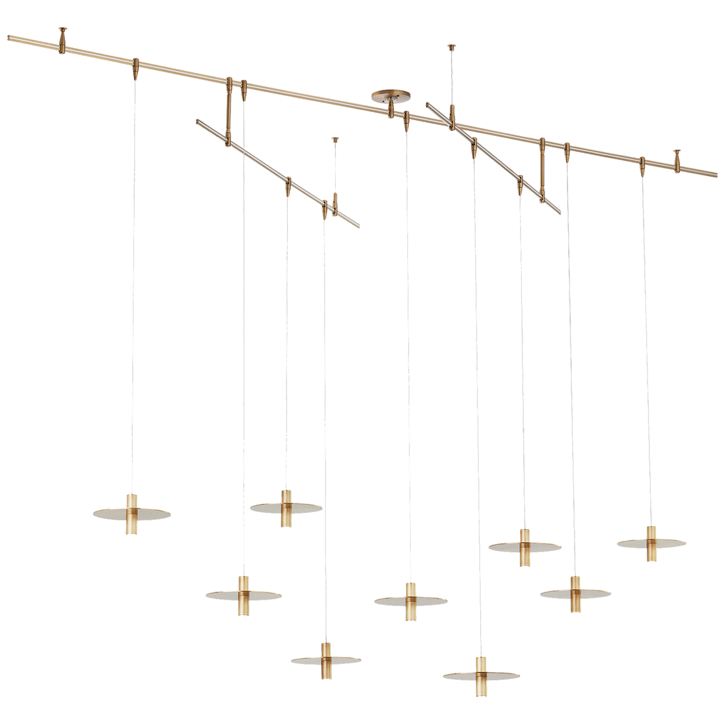 Mini Ponte Chandelier 9 Light Natural Brass 3000K 90 CRI integrated led 90 cri 3000k surface