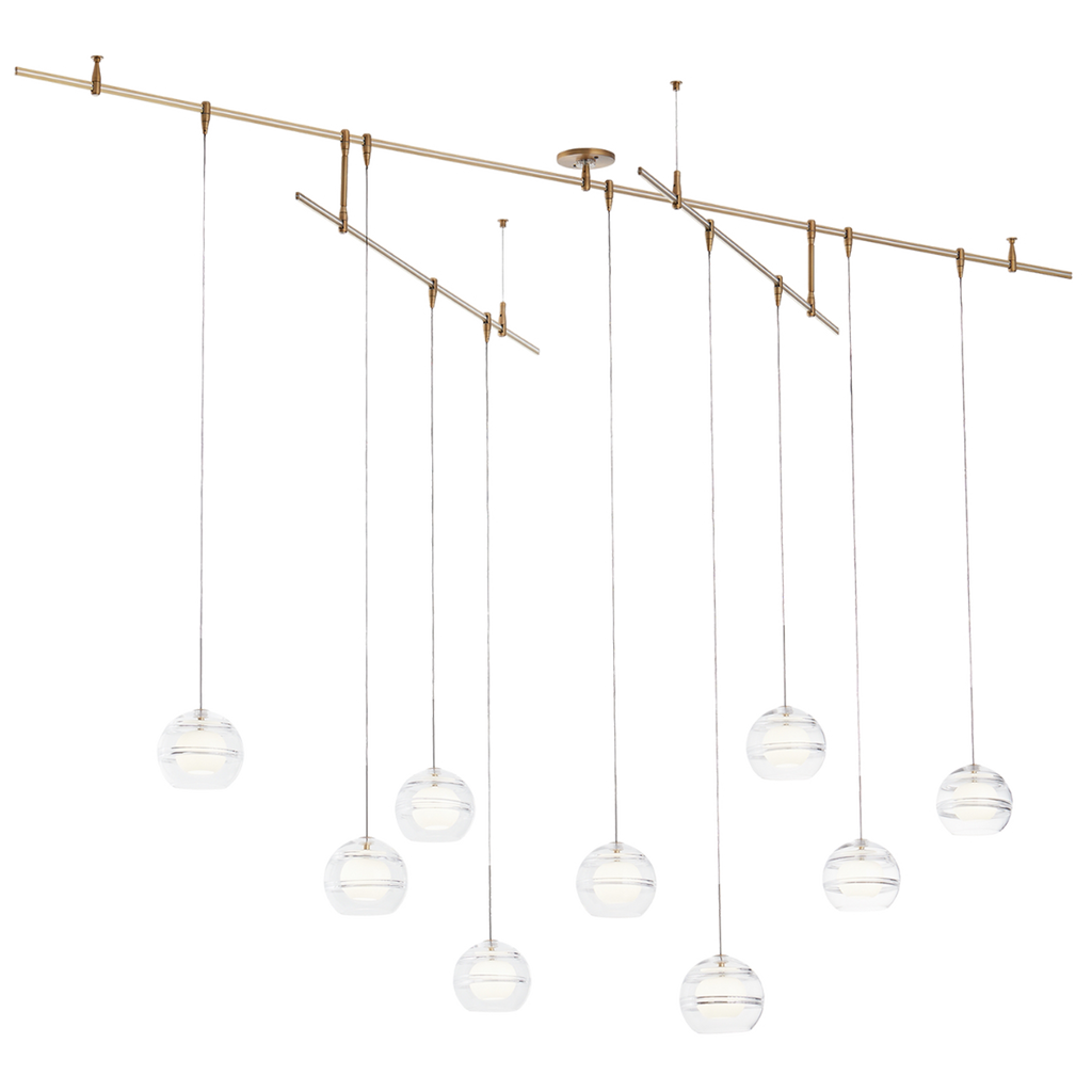 Sedona Pendant Chandelier 9 Light Clear Aged Brass LED 90 CRI 3000K 12V Remote