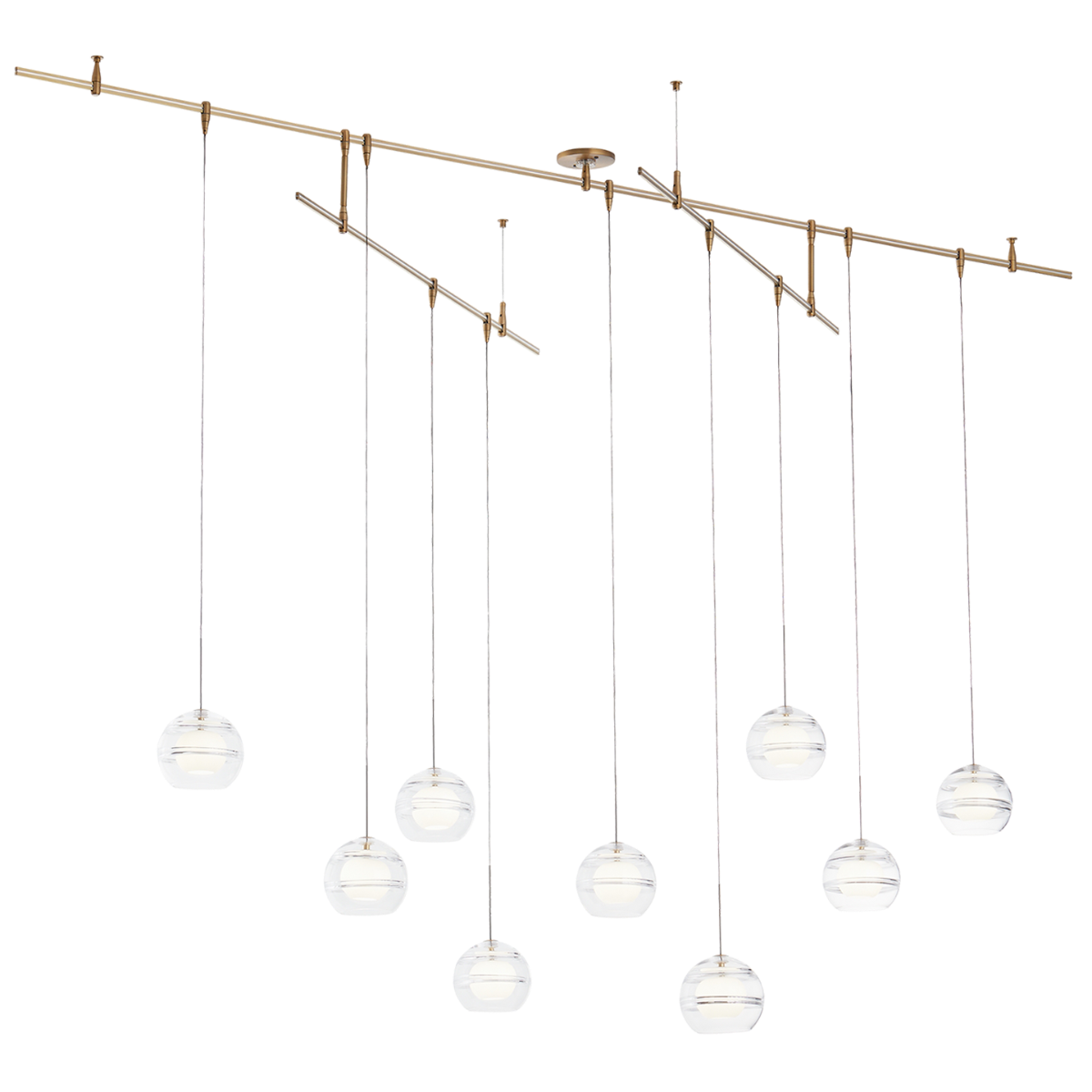 Sedona Pendant Chandelier 9 Light Clear Aged Brass LED 90 CRI 3000K 12V Remote