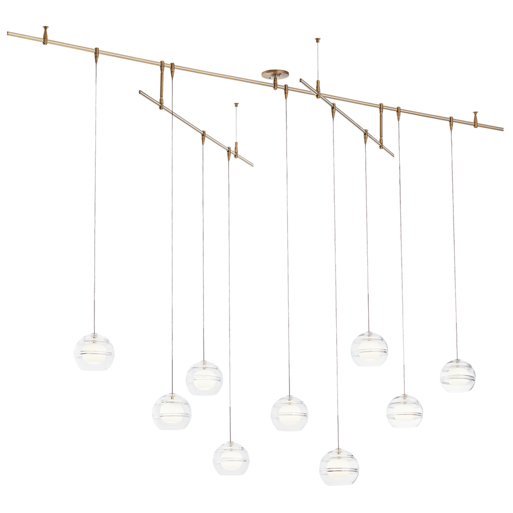 Sedona Pendant Chandelier 9 Light Clear Aged Brass LED 3000K 90 CRI 12Vsurface