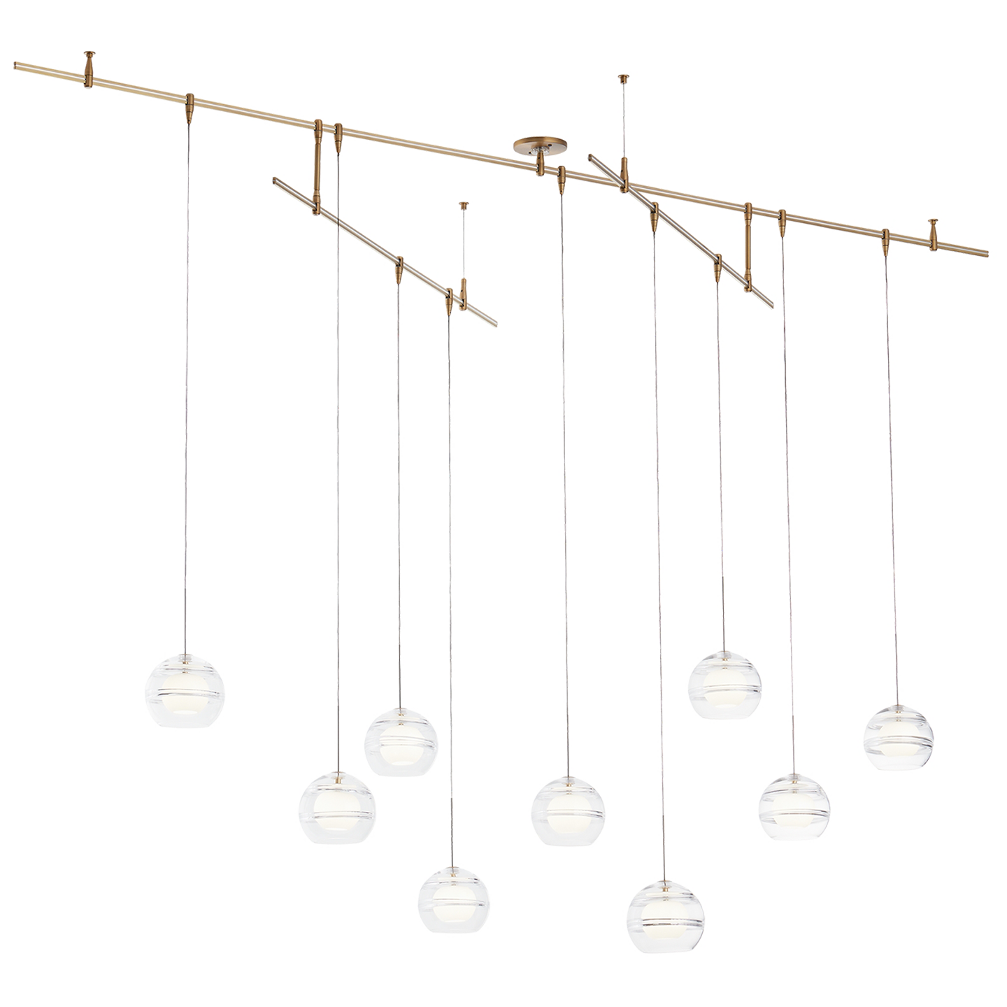 Sedona Pendant Chandelier 9 Light Clear Aged Brass LED 3000K 90 CRI 12Vsurface