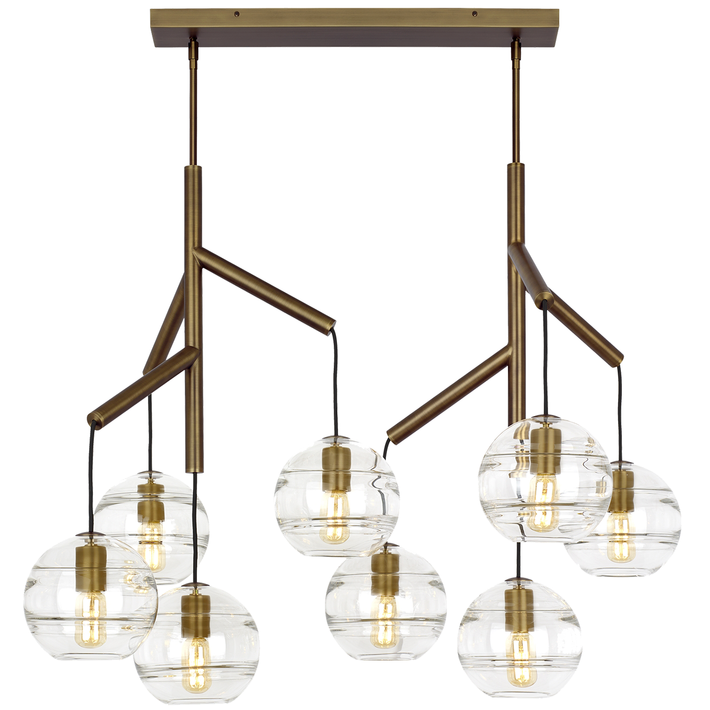 Sedona Double Chandelier Double Clear Aged Brass 2700K 90 CRI t14 led 90 cri 2700k 120v