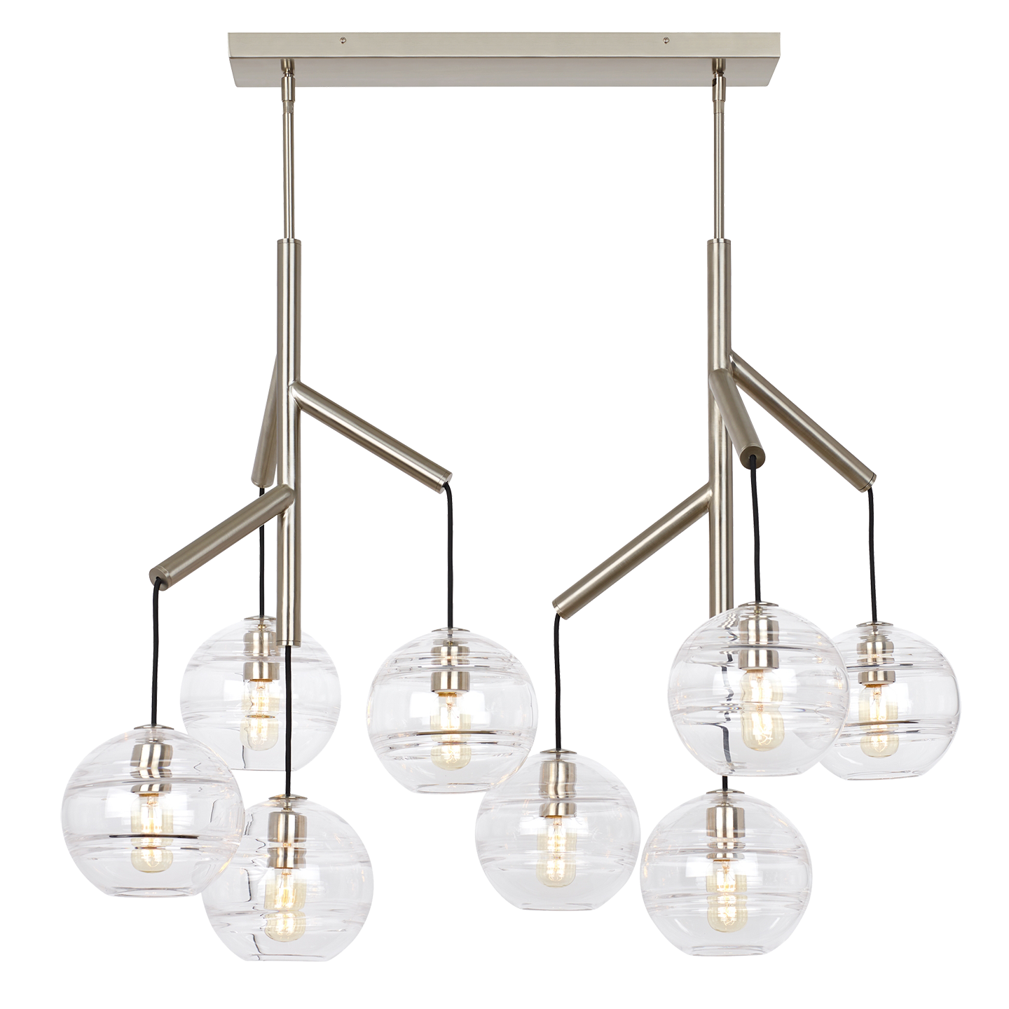 Sedona Double Chandelier Double Clear Satin Nickel Bulb Not Included