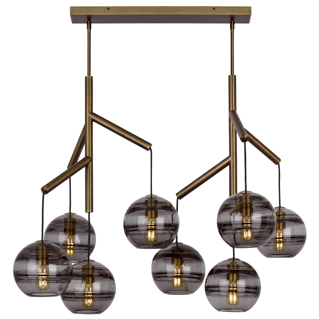 Sedona Double Chandelier | Transparent Smoke Aged Brass Bulb Not Included
