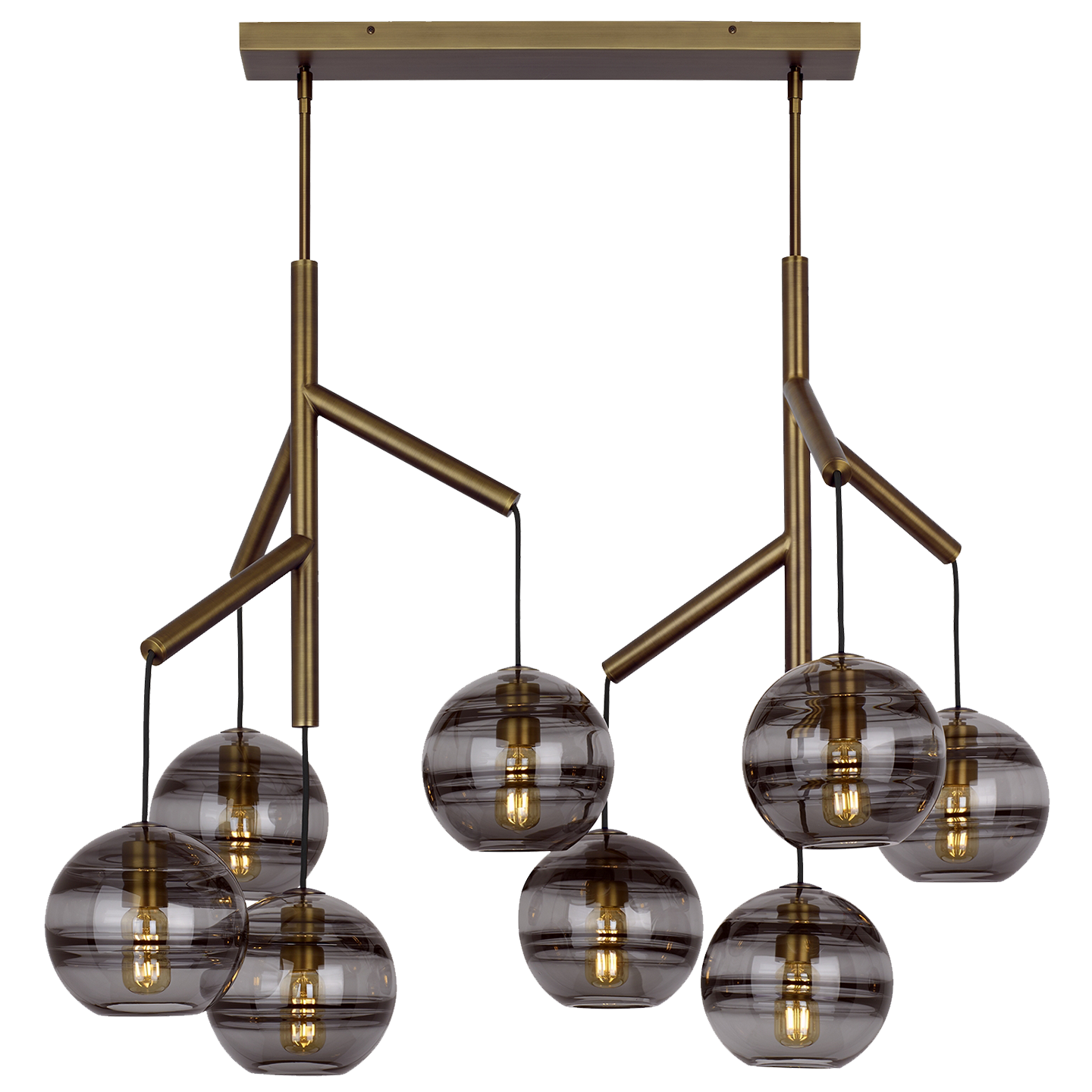 Sedona Double Chandelier Double Transparent Smoke Aged Brass 2700K 90 CRI t14 led 90 cri 2700k 120v