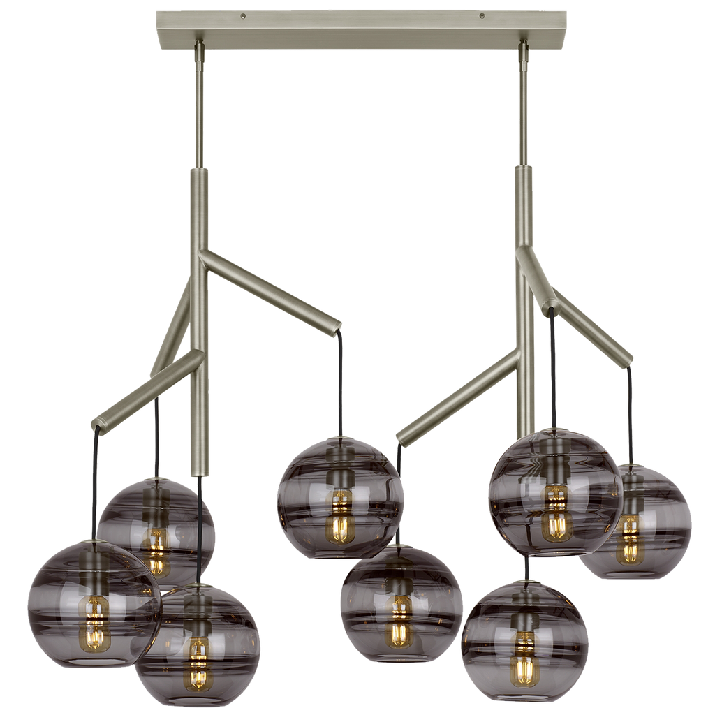 Sedona Double Chandelier Double Transparent Smoke Satin Nickel Bulb Not Included