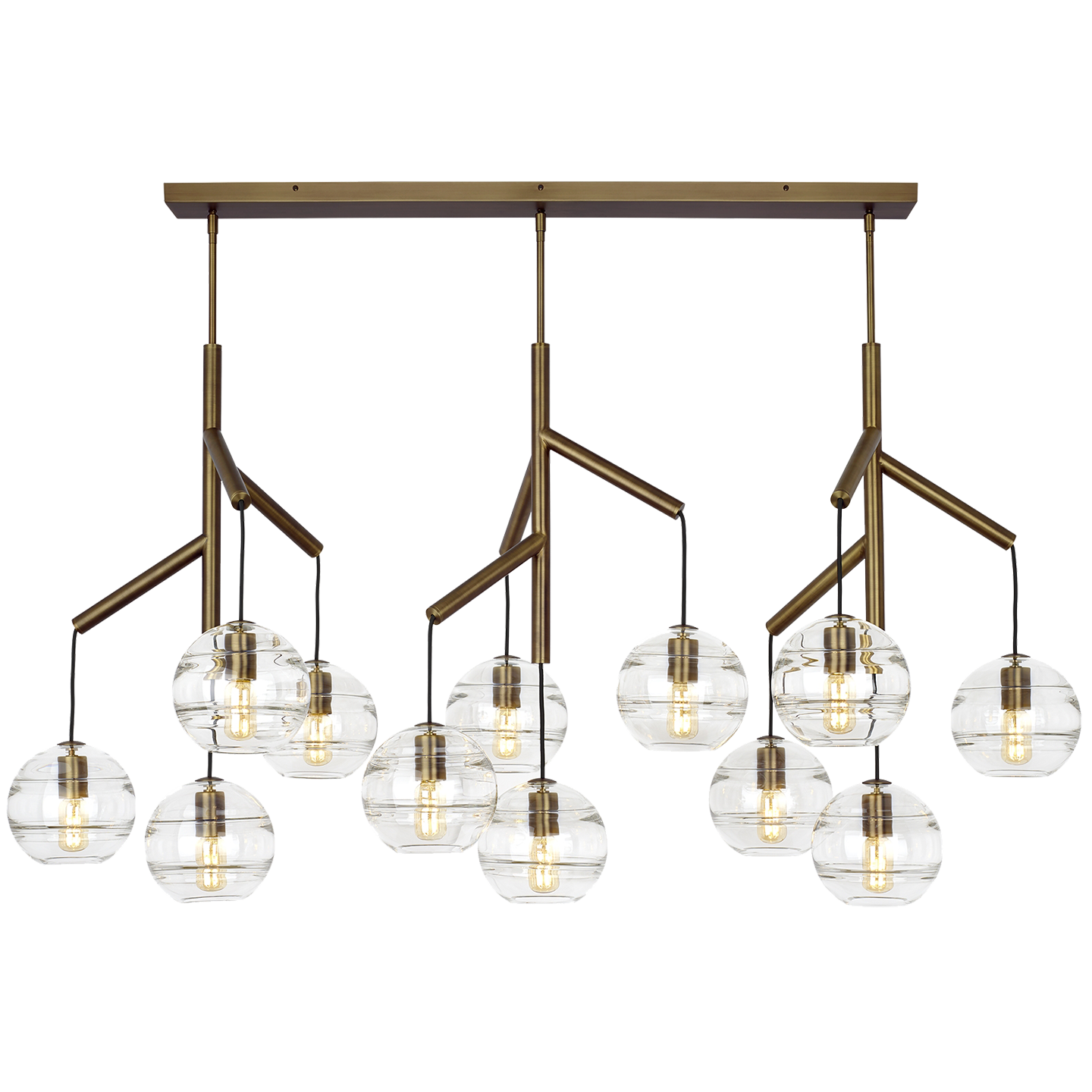 Sedona Triple Chandelier | Clear Aged Brass Bulb Not Included